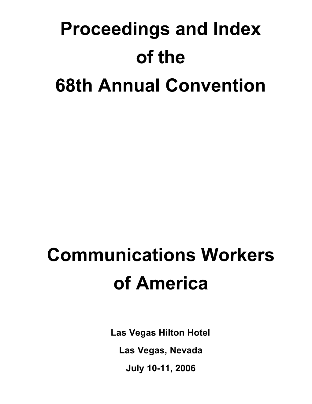 Proceedings and Index of the 68Th Annual Convention