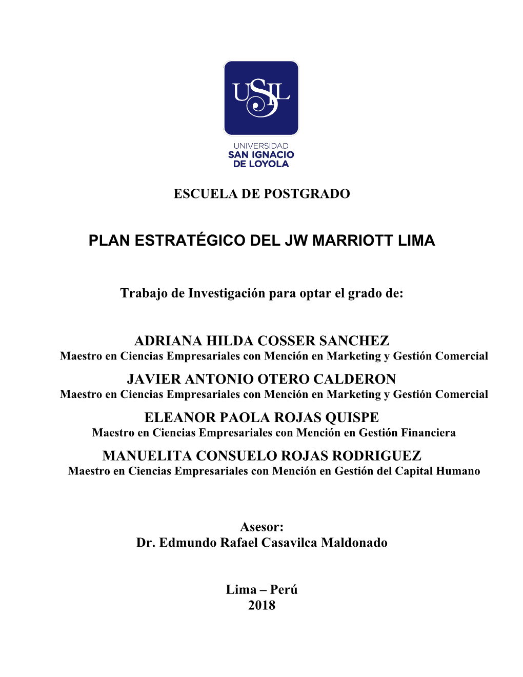 Plan Estratégico De JW Marriott Lima