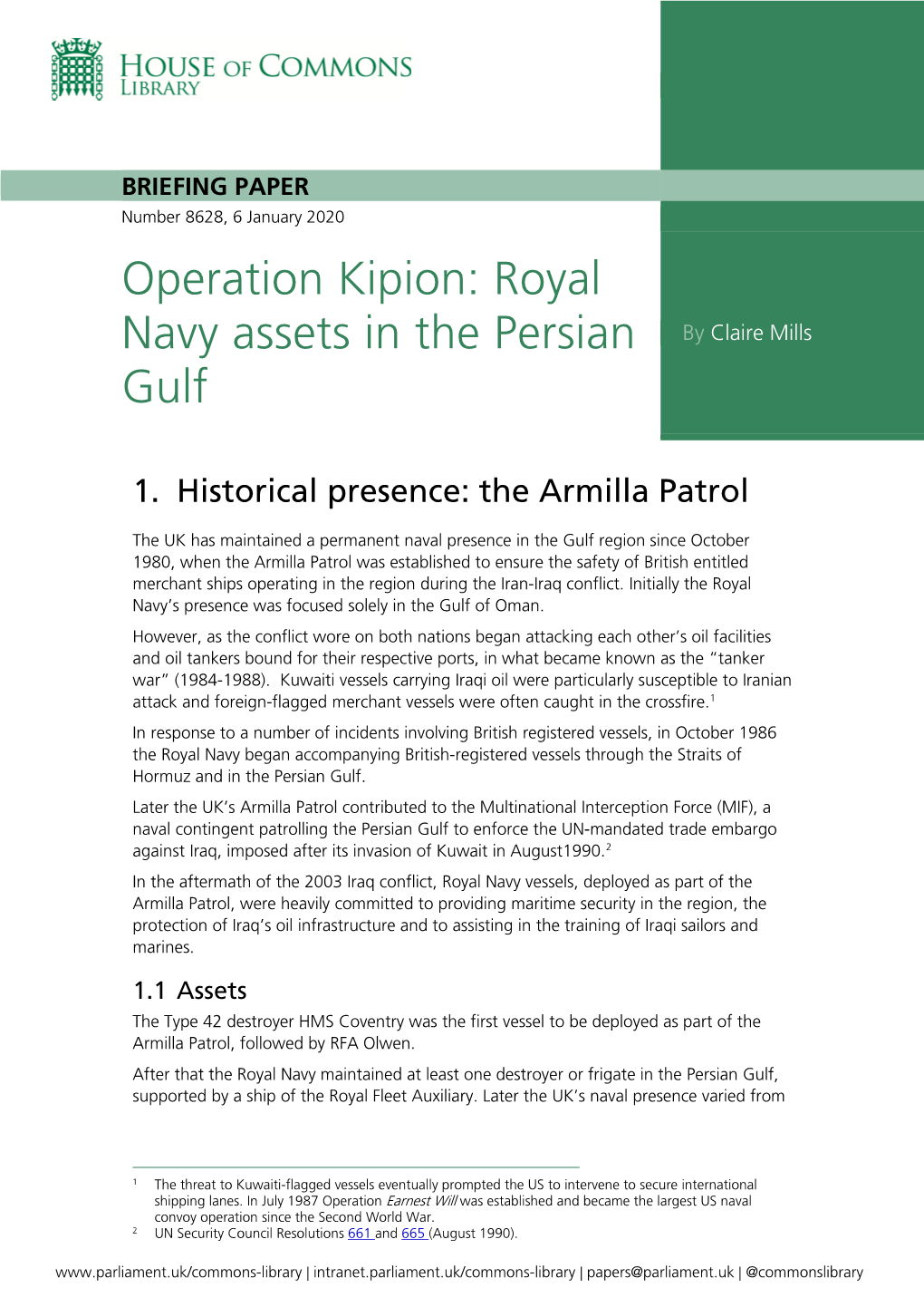 Operation Kipion: Royal Navy Assets in the Persian by Claire Mills Gulf