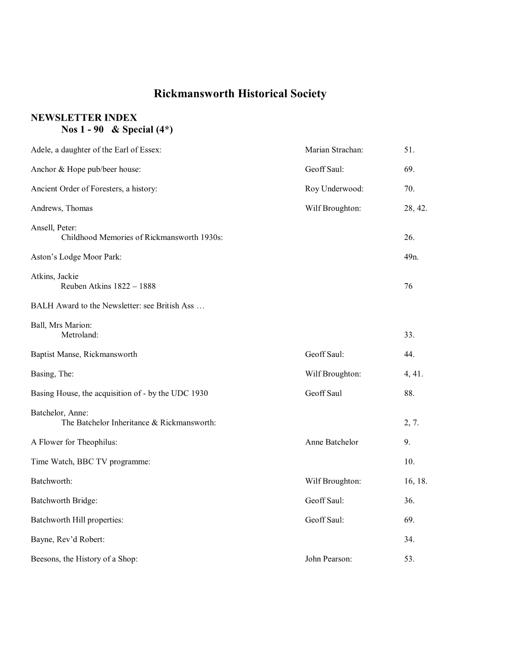 Rickmansworth Historical Society