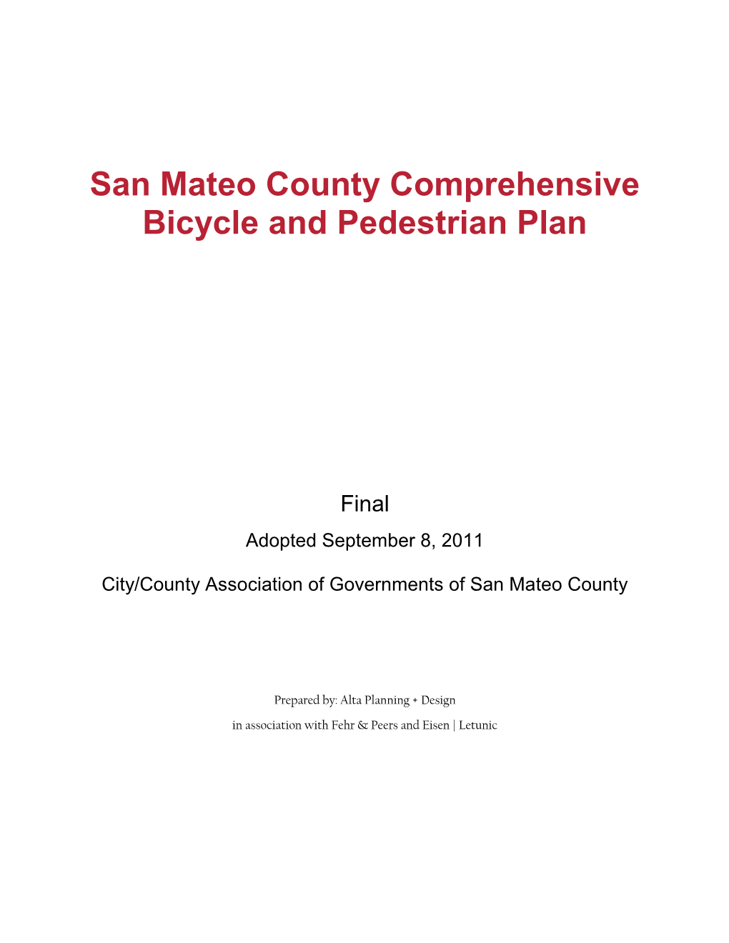 San Mateo County Comprehensive Bicycle and Pedestrian Plan