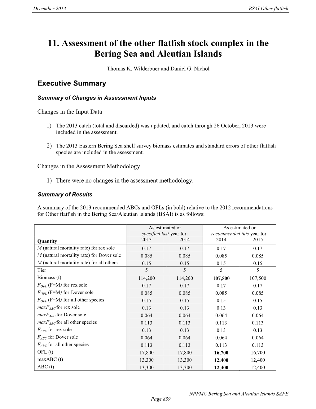 Assessment of the Other Flatfish Stock Complex in the Bering Sea and Aleutian Islands