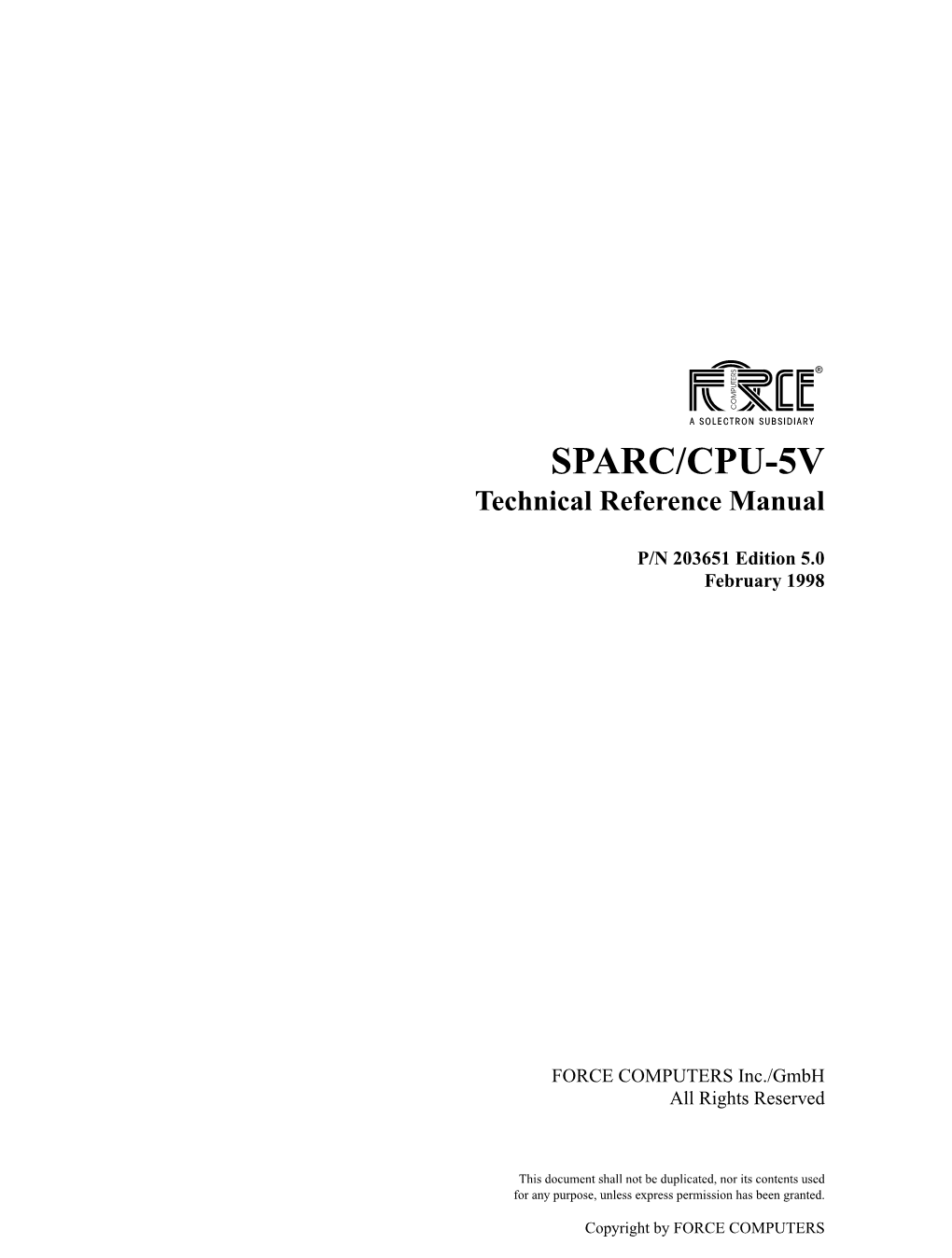 SPARC/CPU-5V Technical Reference Manual