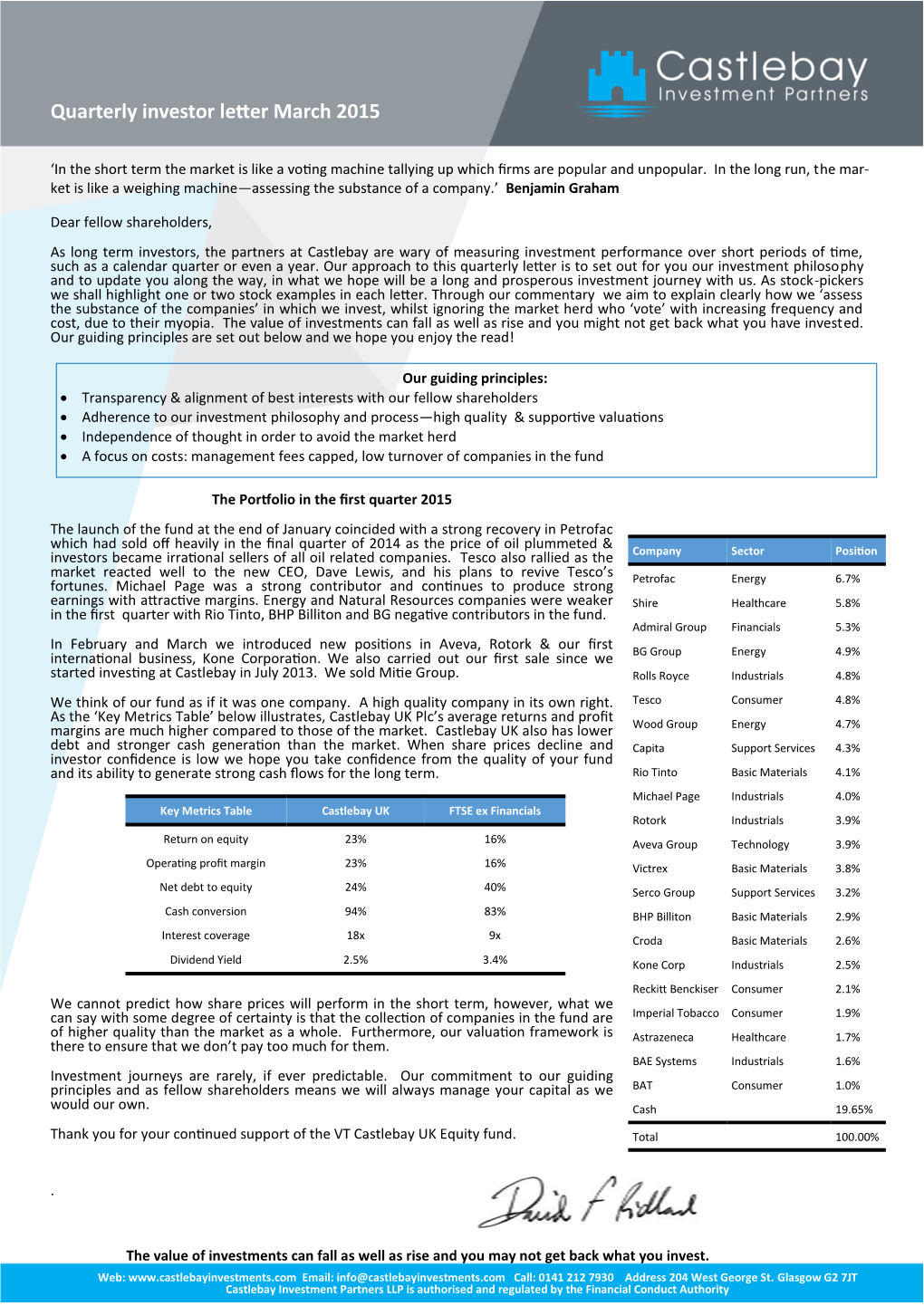 Quarterly Investor Letter March 2015