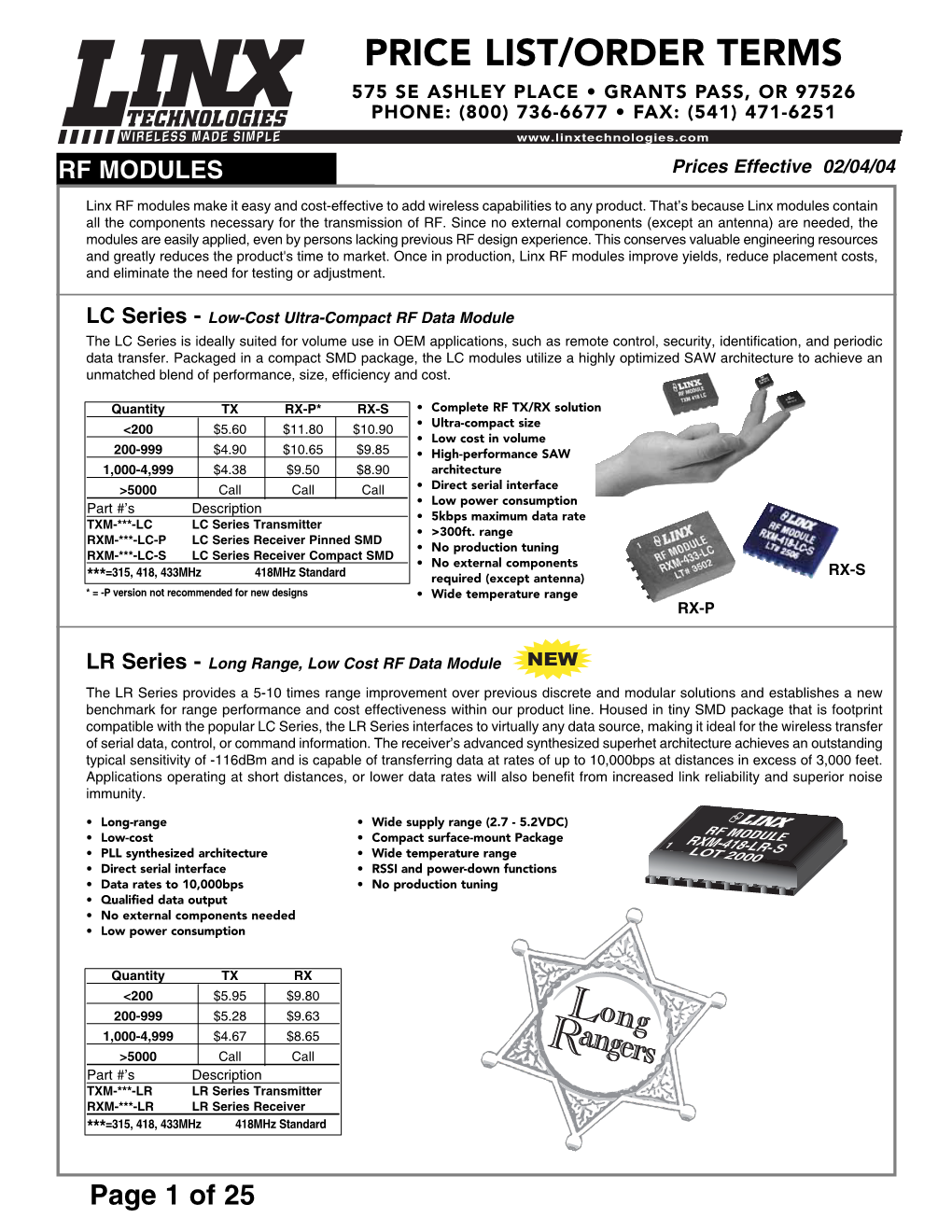 Price List/Order Terms