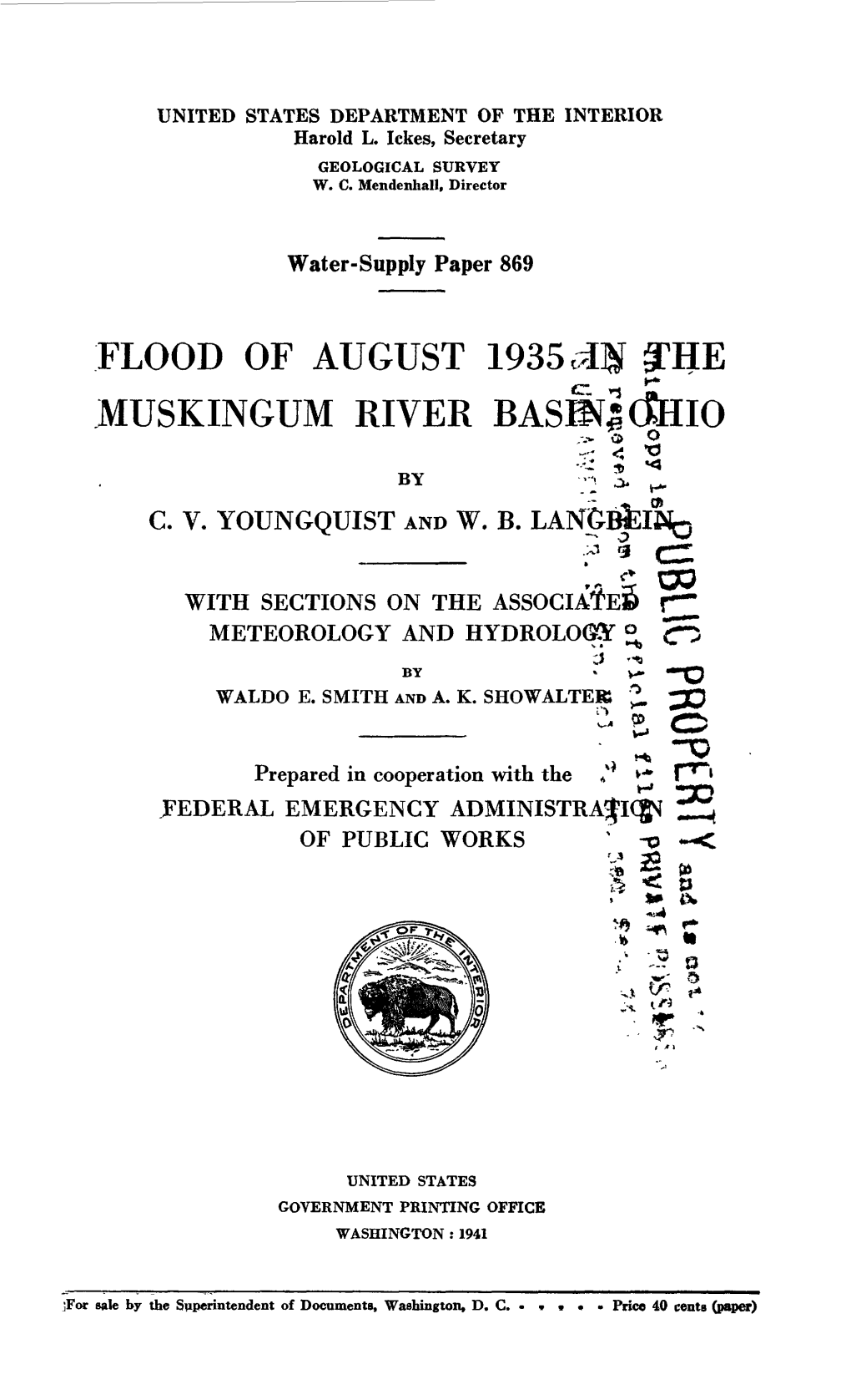 FLOOD of AUGUST 1935 Dtf MUSKINGUM RIVER Z &lt; 5