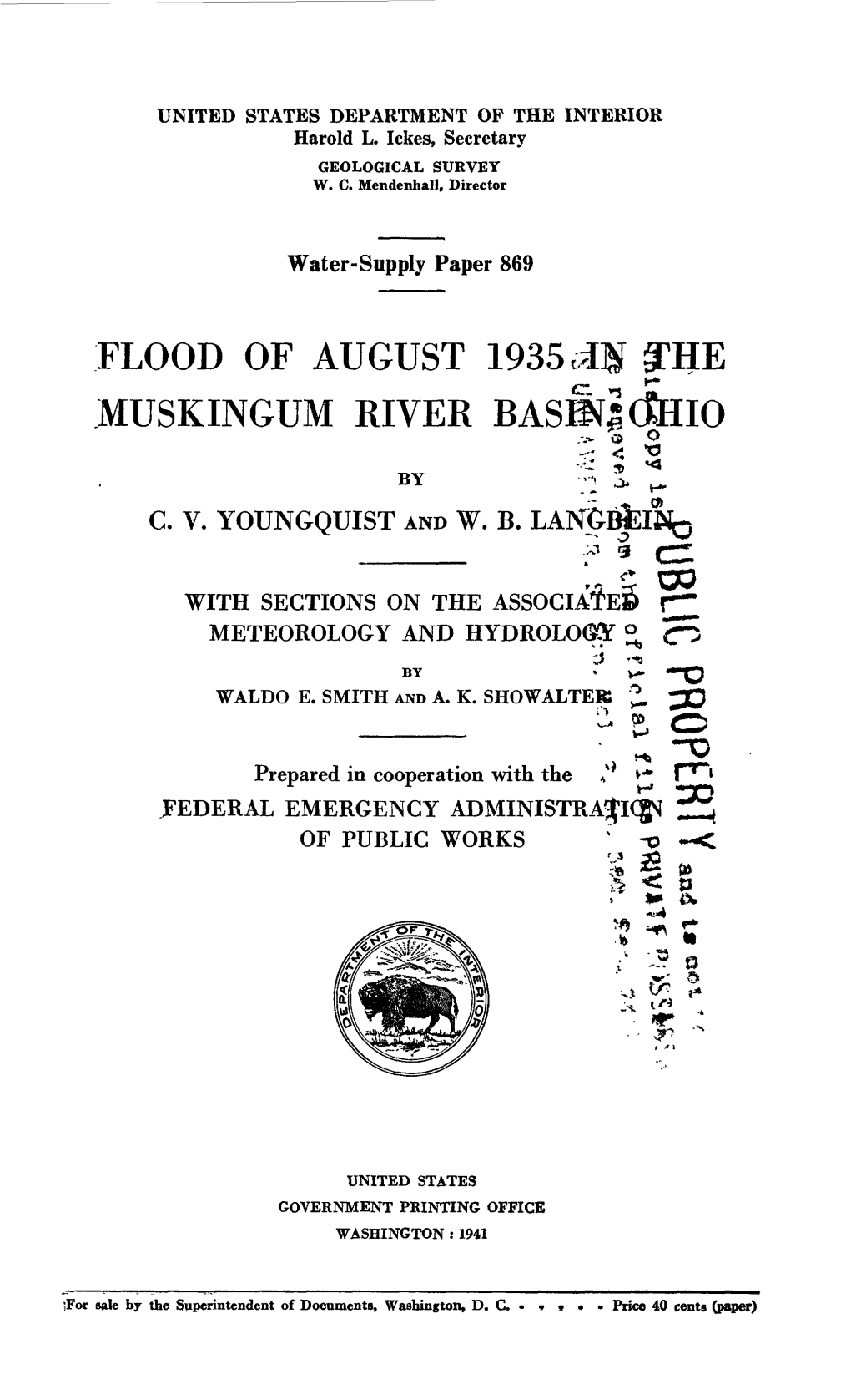 FLOOD of AUGUST 1935 Dtf MUSKINGUM RIVER Z < 5