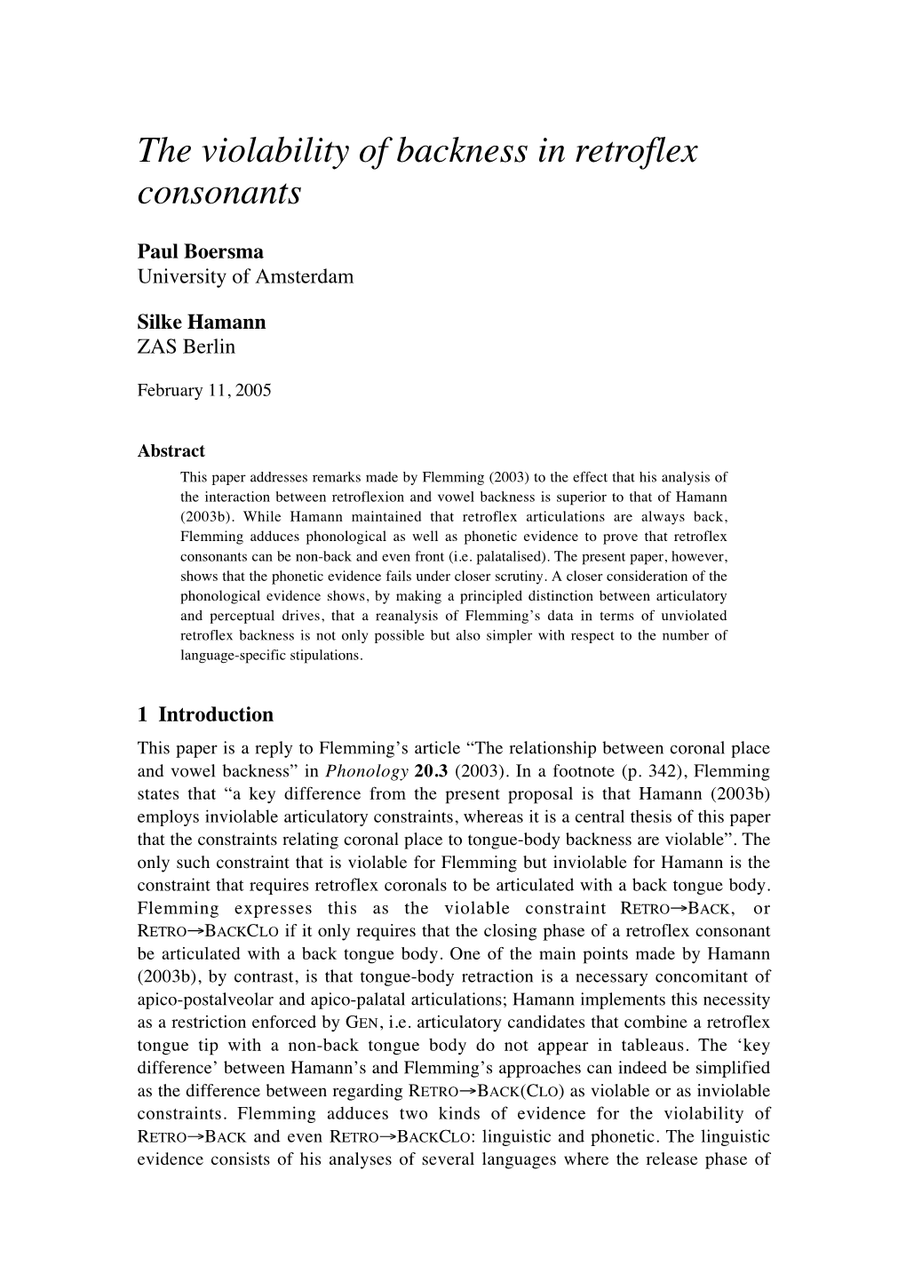 The Violability of Backness in Retroflex Consonants