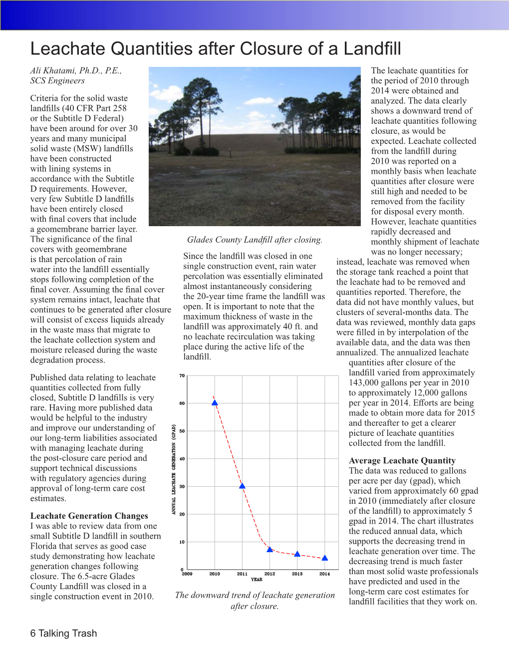 Leachate Quantities After Closure of a Landfill