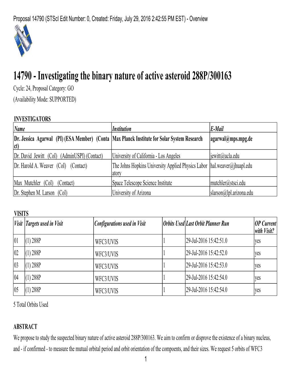 14790 (Stsci Edit Number: 0, Created: Friday, July 29, 2016 2:42:55 PM EST) - Overview