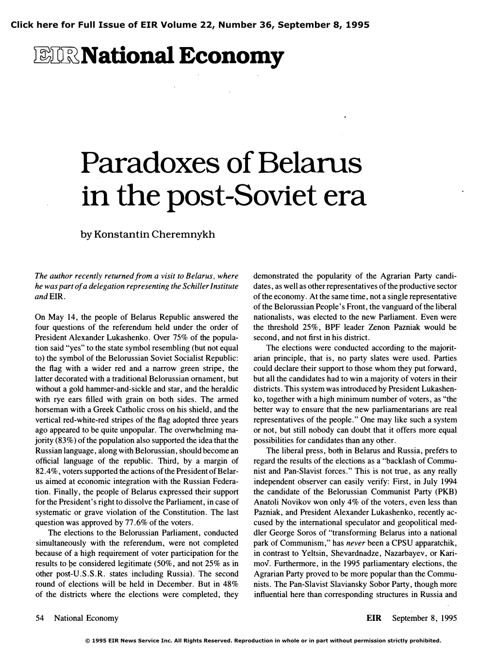 Paradoxes of Belarus in the Post-Soviet Era