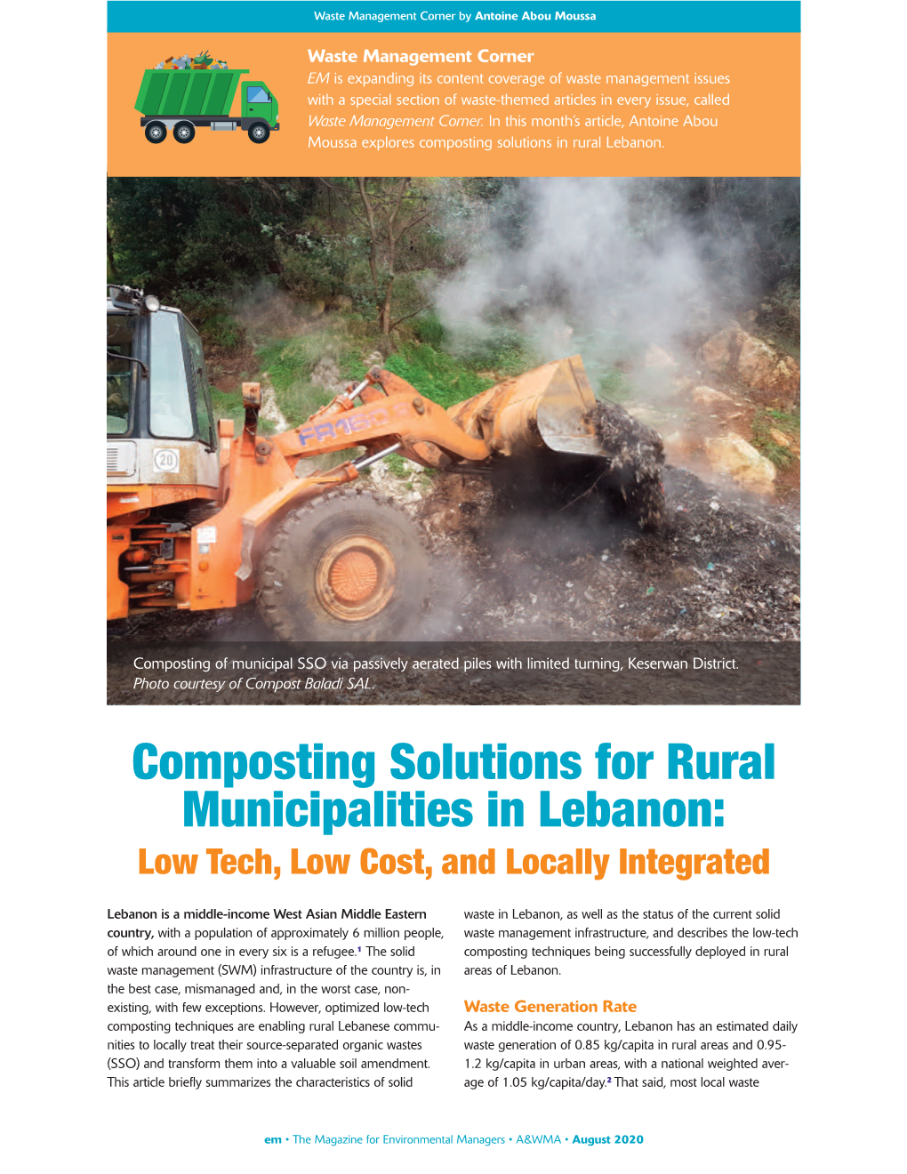 Composting Solutions for Rural Municipalities in Lebanon: Low Tech, Low Cost, and Locally Integrated