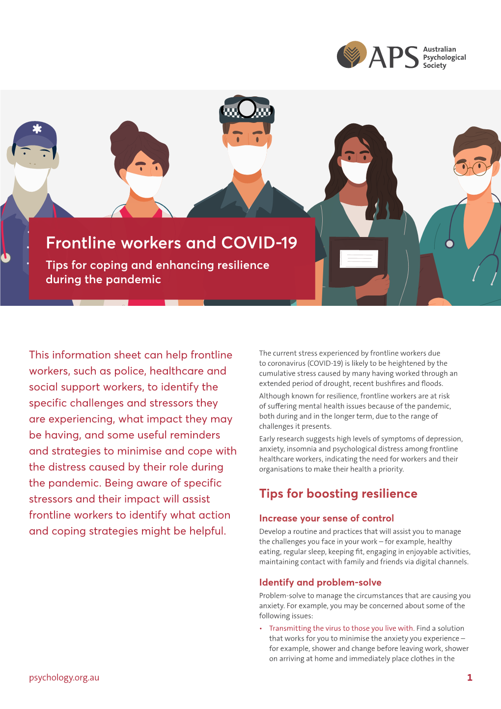 Frontline Workers and COVID-19 Tips for Coping and Enhancing Resilience During the Pandemic