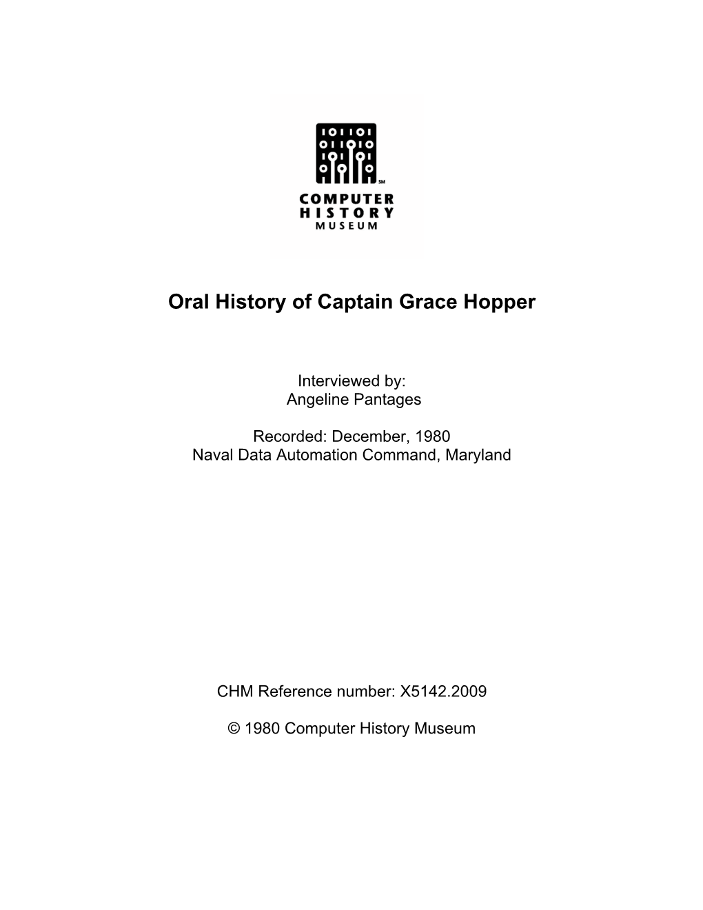 Oral History of Captain Grace Hopper