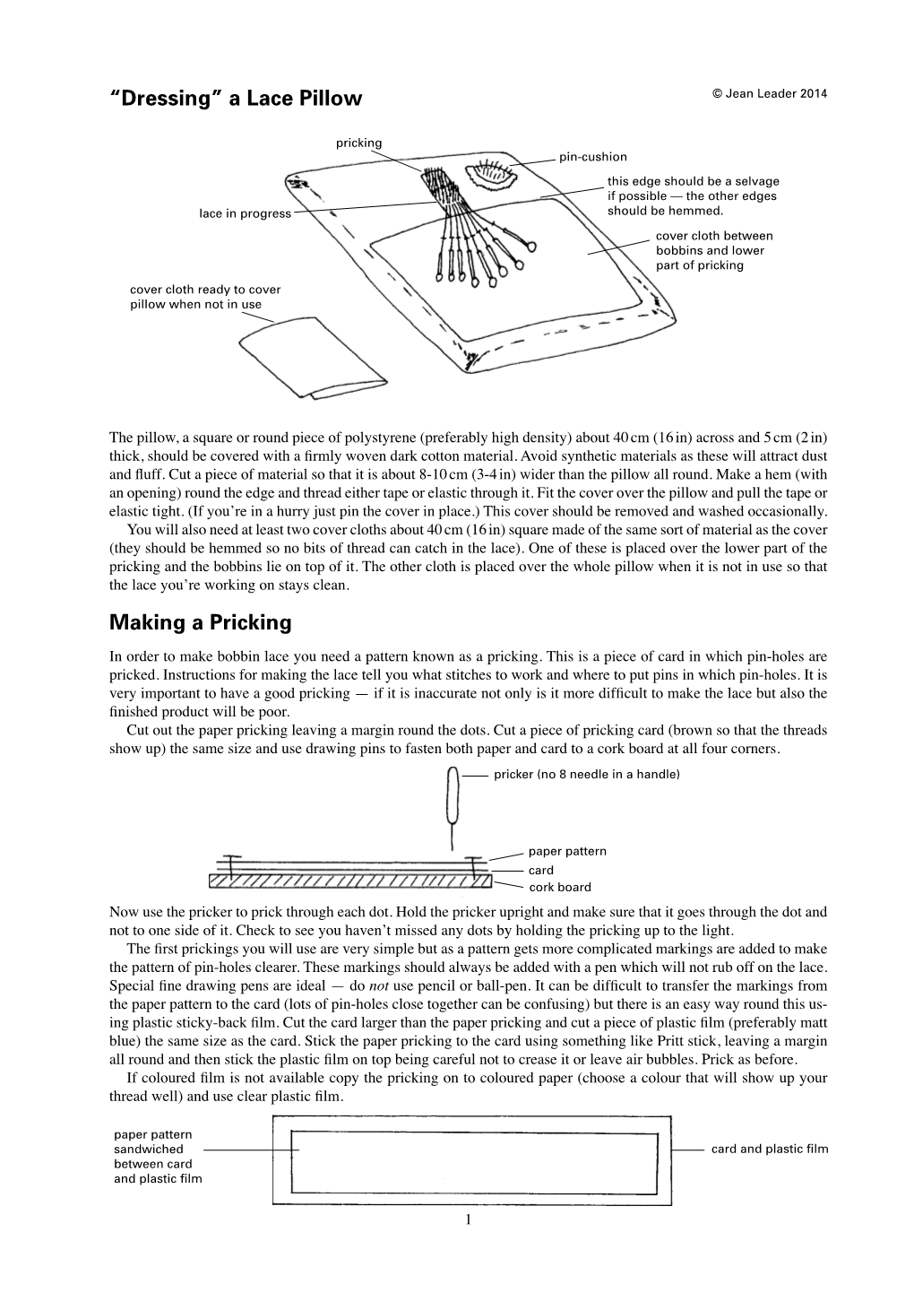 Bobbin Lace You Need a Pattern Known As a Pricking