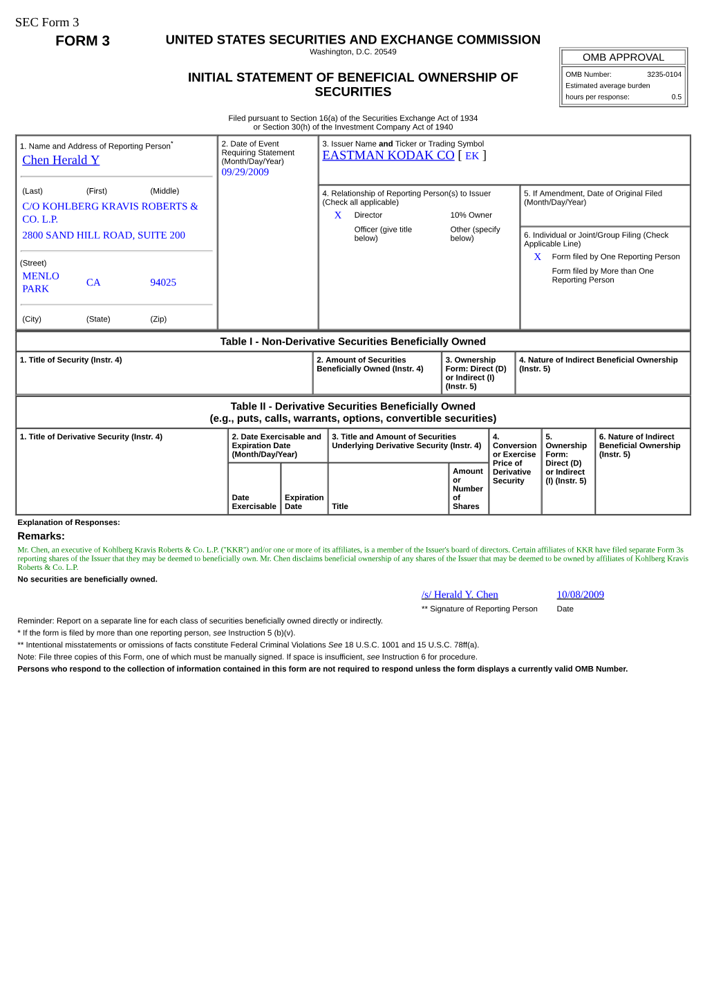 Form 3 FORM 3 UNITED STATES SECURITIES and EXCHANGE COMMISSION Washington, D.C