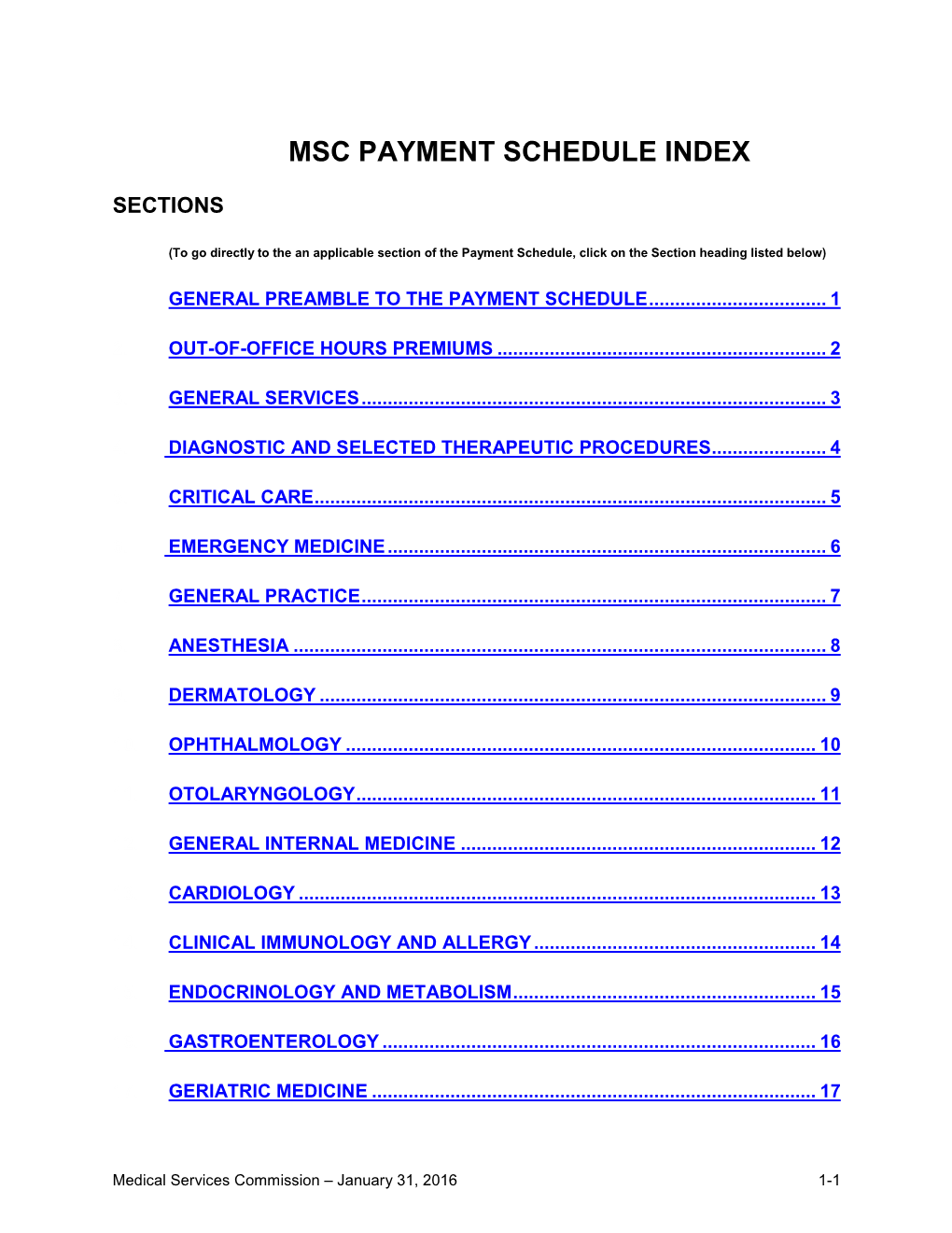 Msc Payment Schedule Index