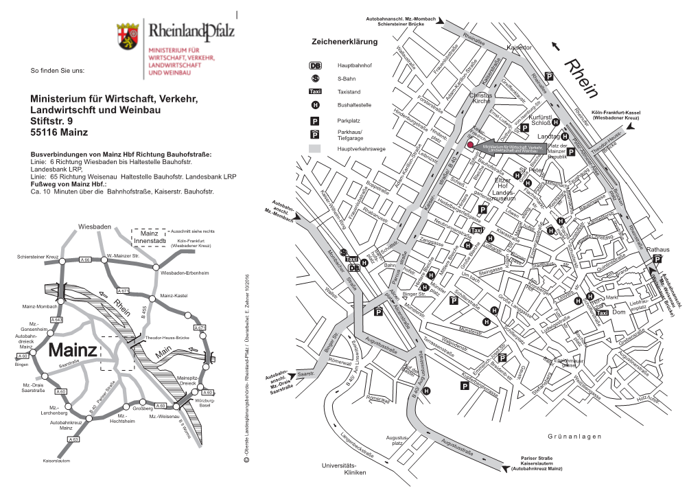 Ministerium Für Wirtschaft, Verkehr, Landwirtschft Und Weinbau Stiftstr. 9 55116 Mainz