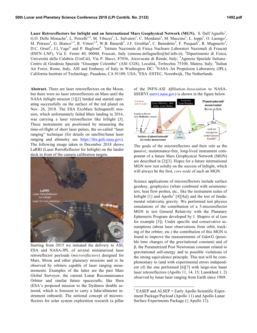 Laser Retroreflectors for Insight and an International Mars Geophysical Network (MGN)