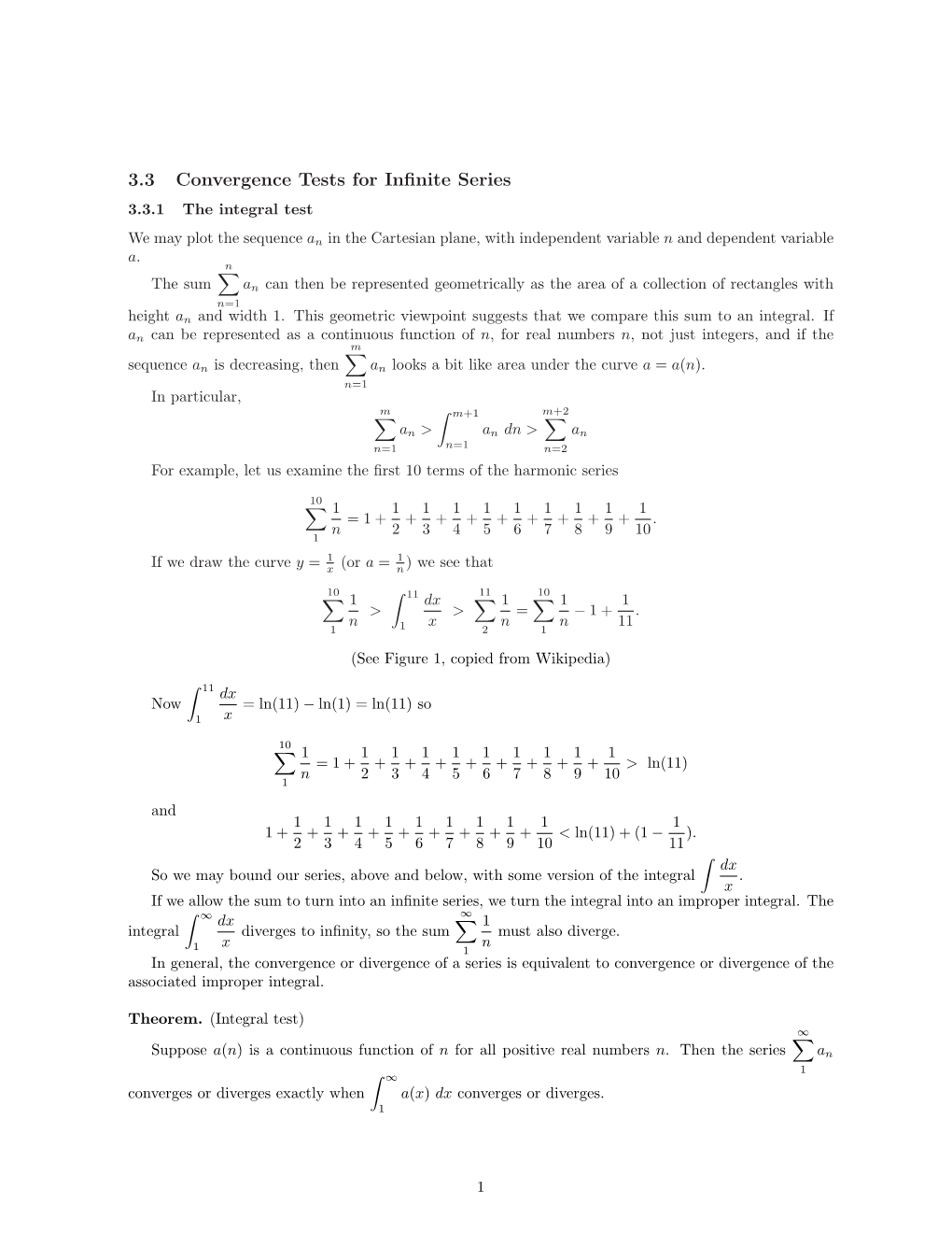 3.3 Convergence Tests for Infinite Series