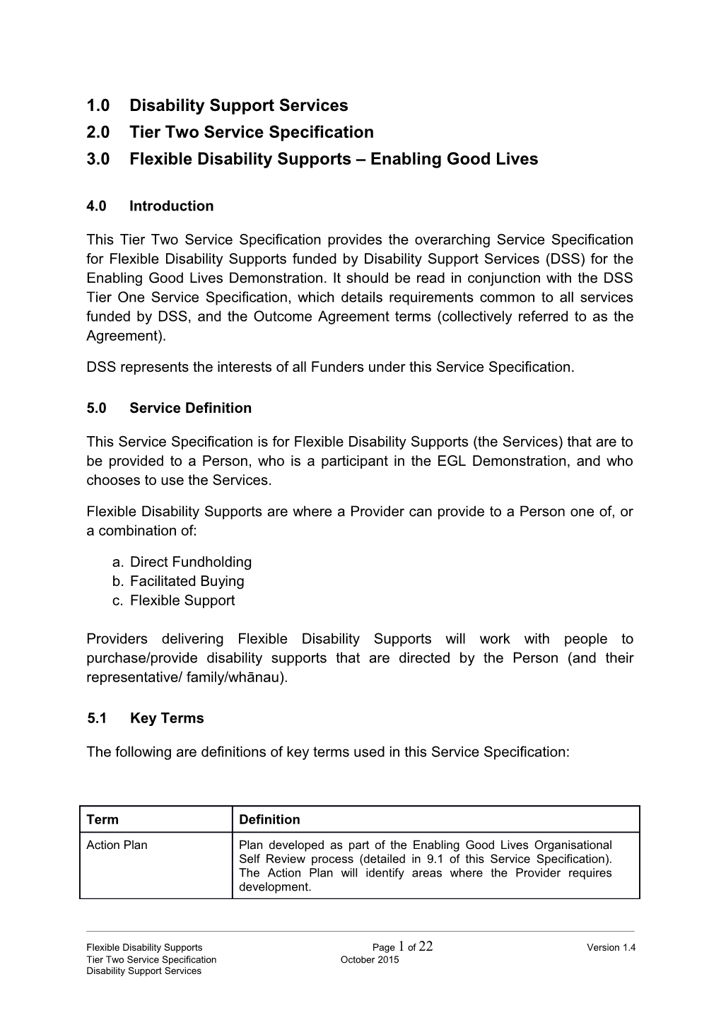 Tier Two Service Specification