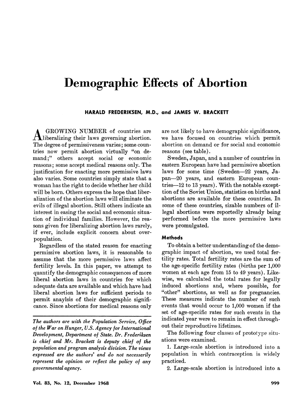 Demographic Effects of Abortion