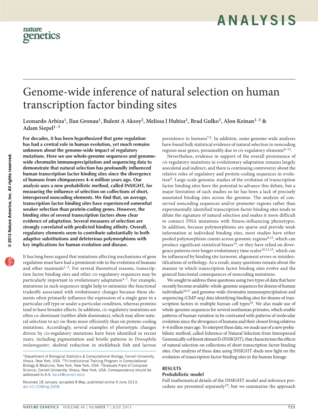 Genome-Wide Inference of Natural Selection on Human Transcription Factor Binding Sites