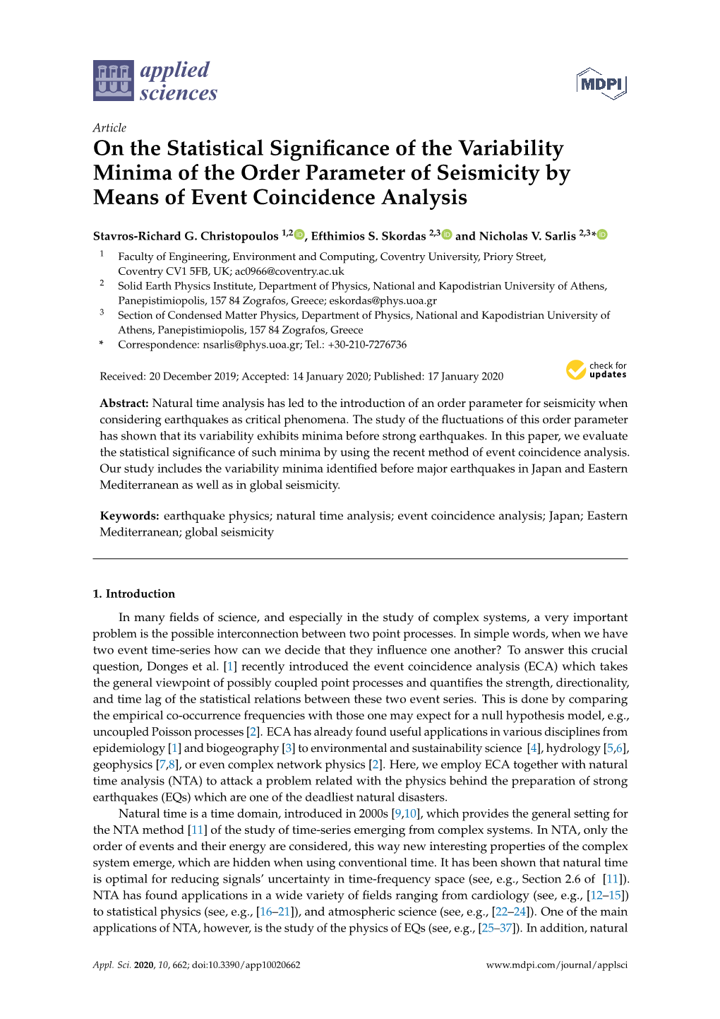 On the Statistical Significance of the Variability Minima of the Order