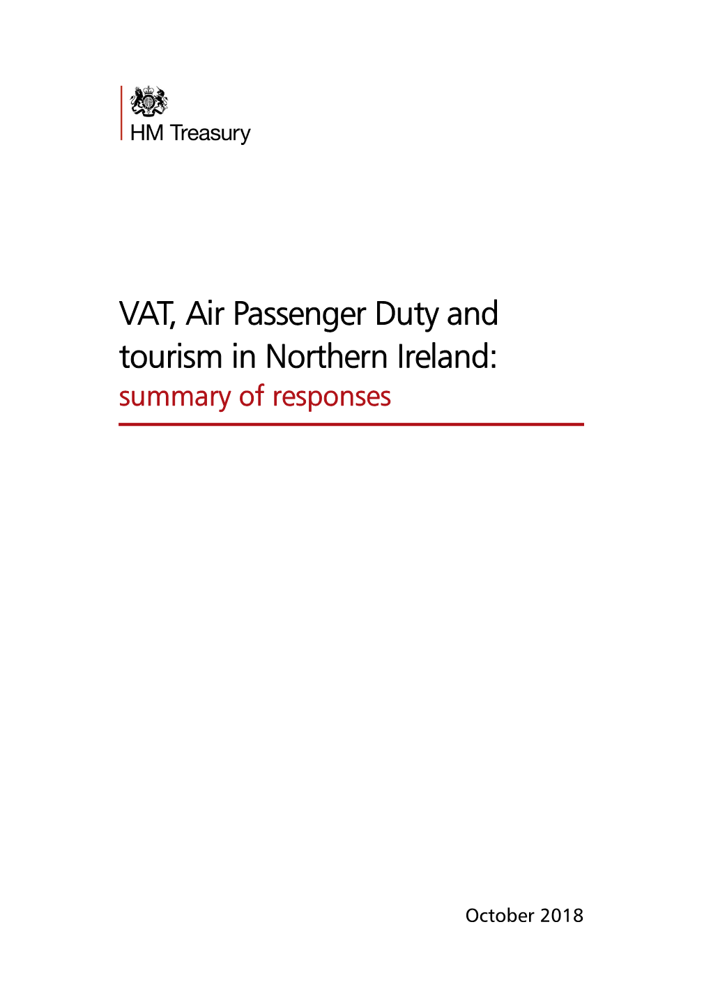 VAT, Air Passenger Duty and Tourism in Northern Ireland: Summary of Responses