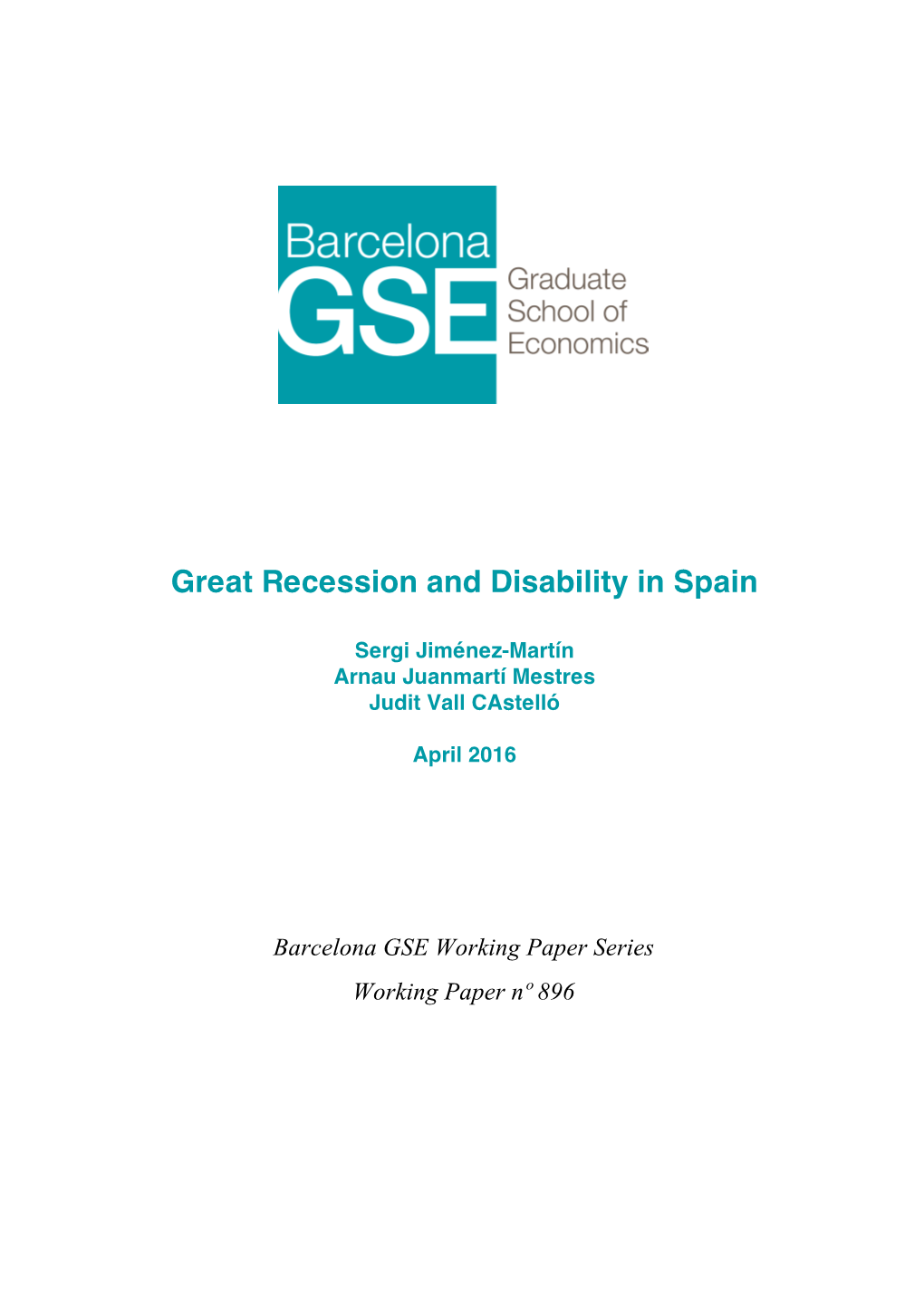 Great Recession and Disability in Spain