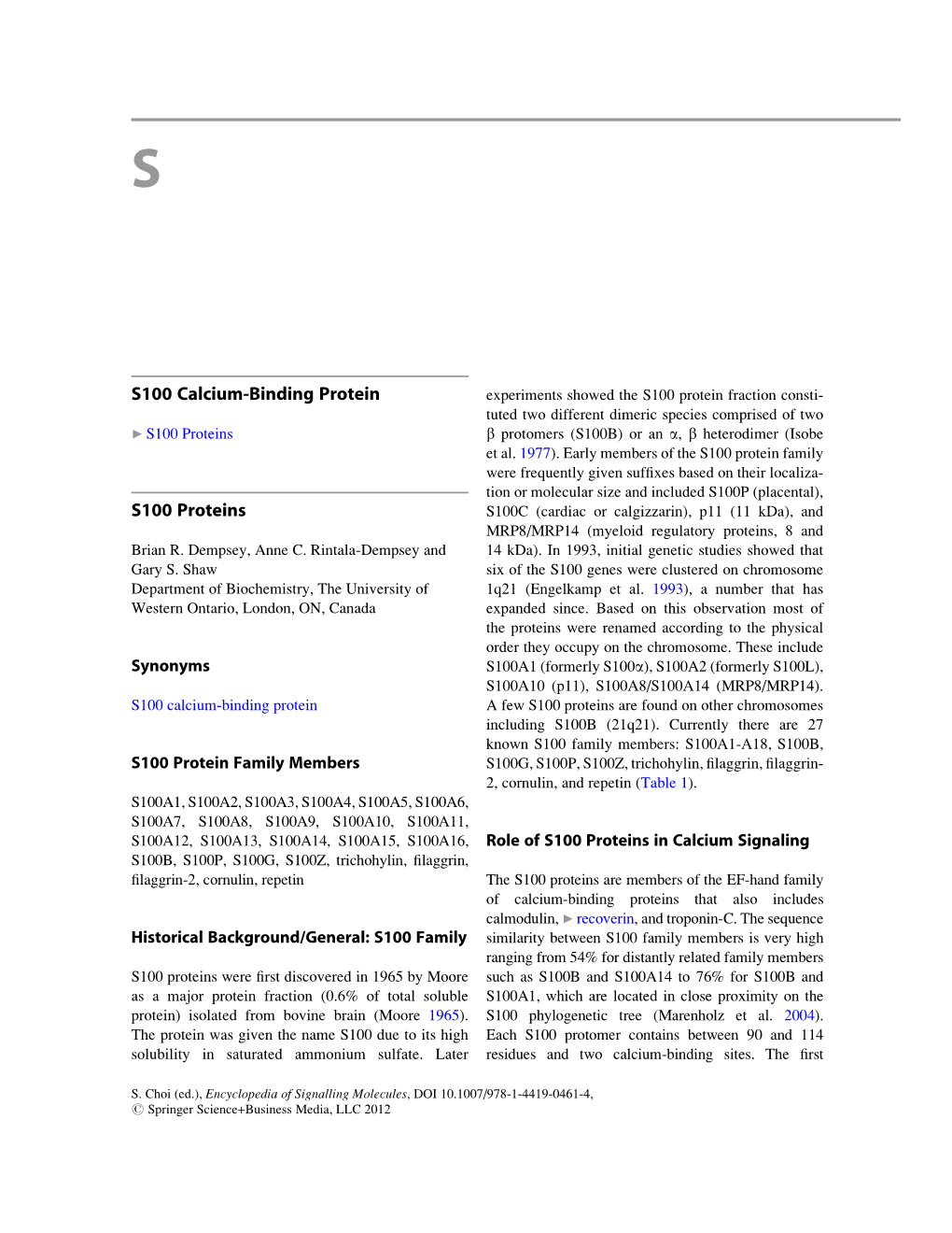 S100 Calcium-Binding Protein S100 Proteins