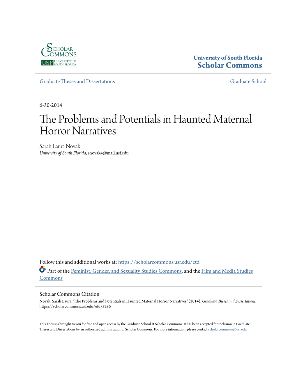 The Problems and Potentials in Haunted Maternal Horror Narratives