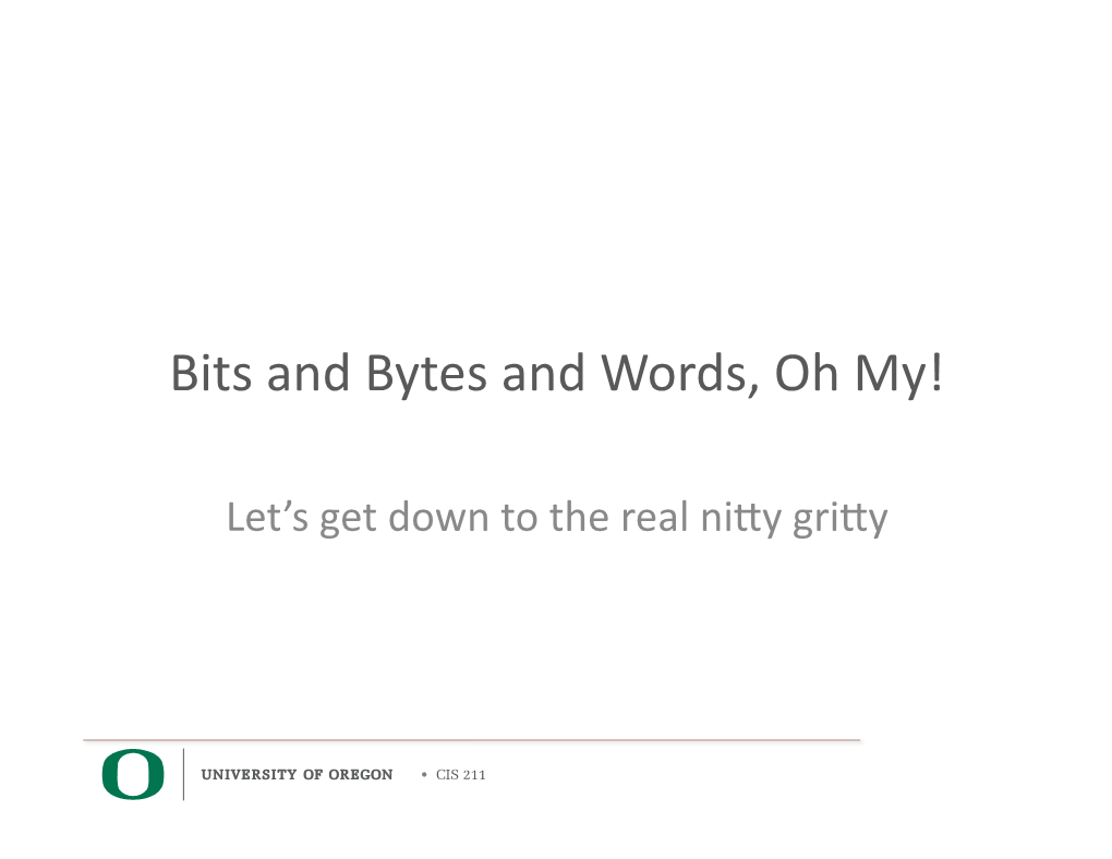 Bits and Bytes and Words, Oh My!