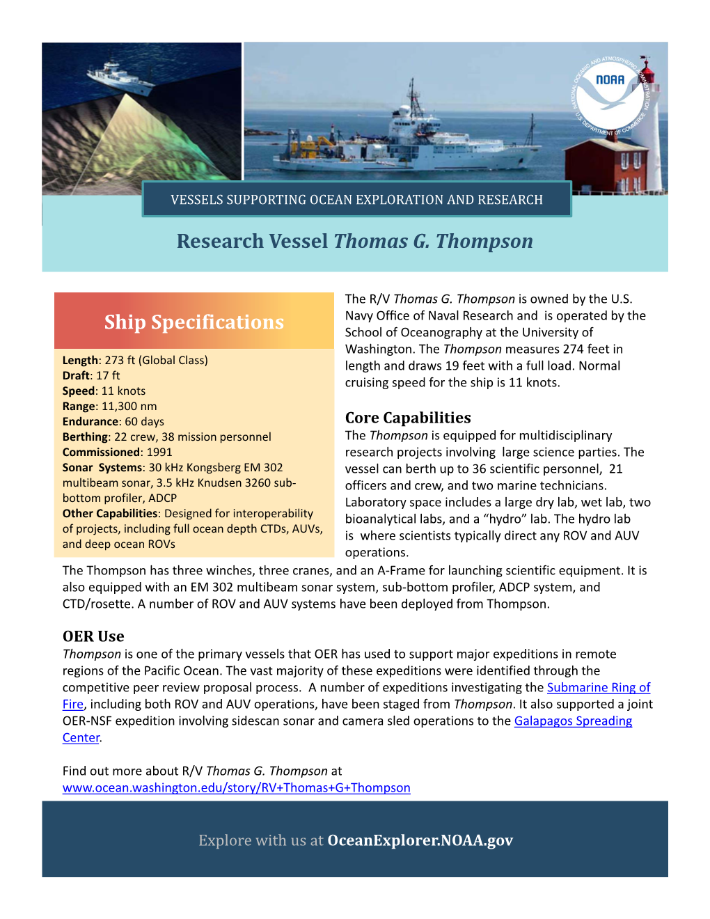 Research Vessel Thomas G. Thompson Ship Specifications