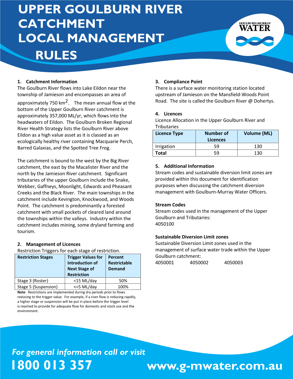 Upper Goulburn River Catchment Local Management Rules