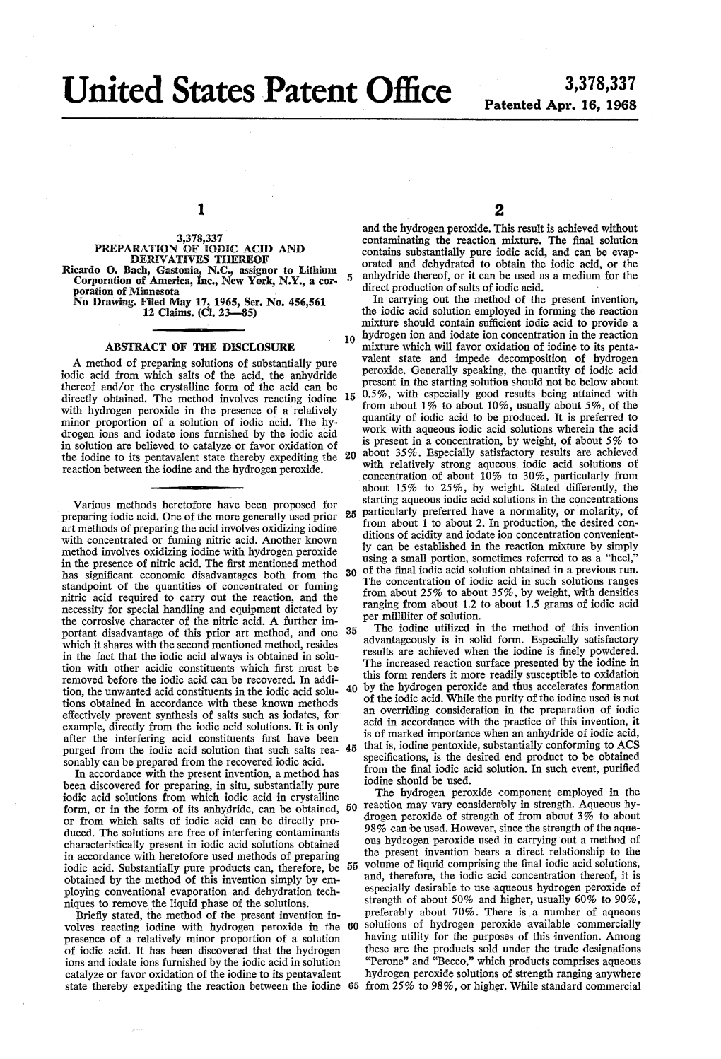 United States Patent Office Patented Apr