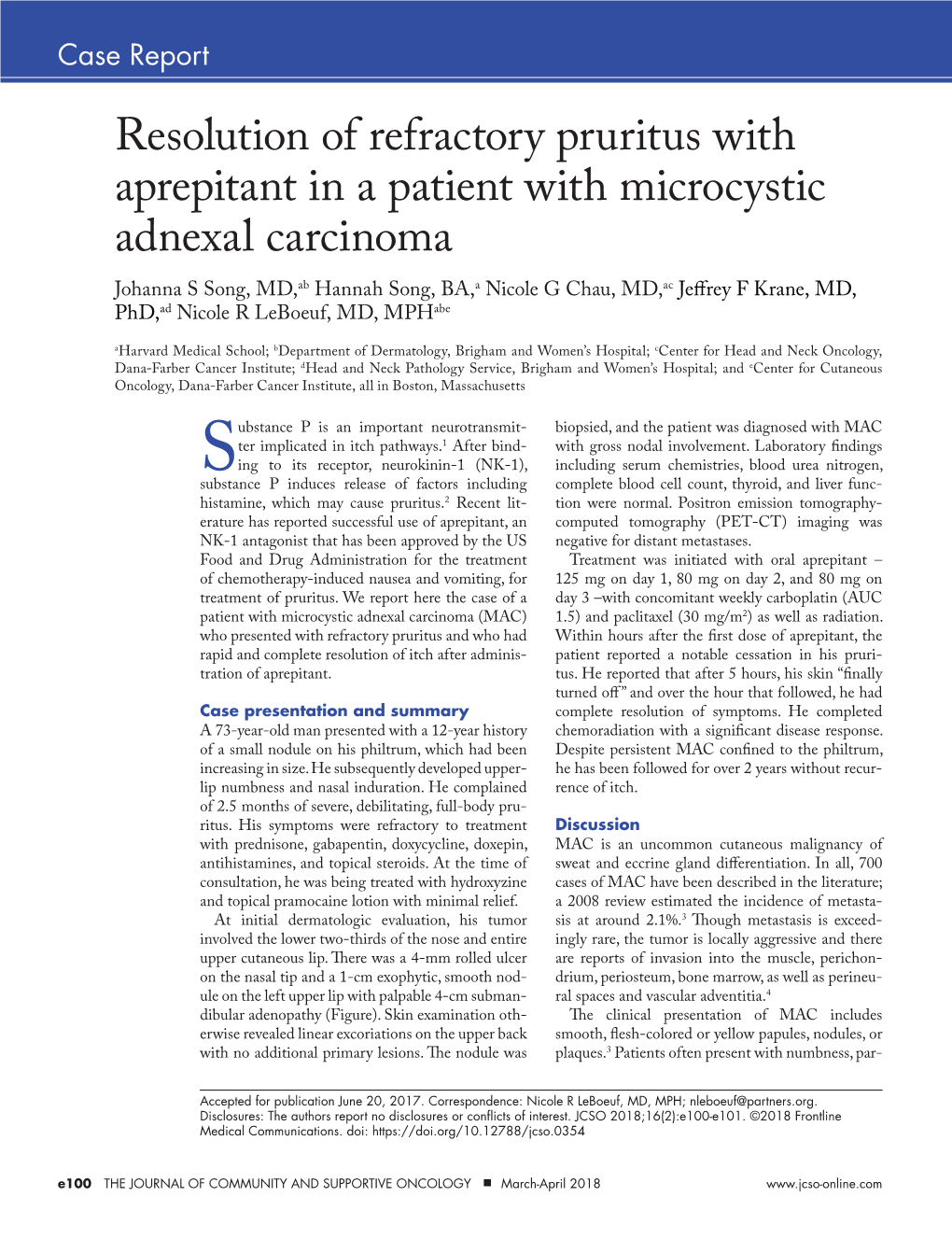 Resolution of Refractory Pruritus with Aprepitant in a Patient With