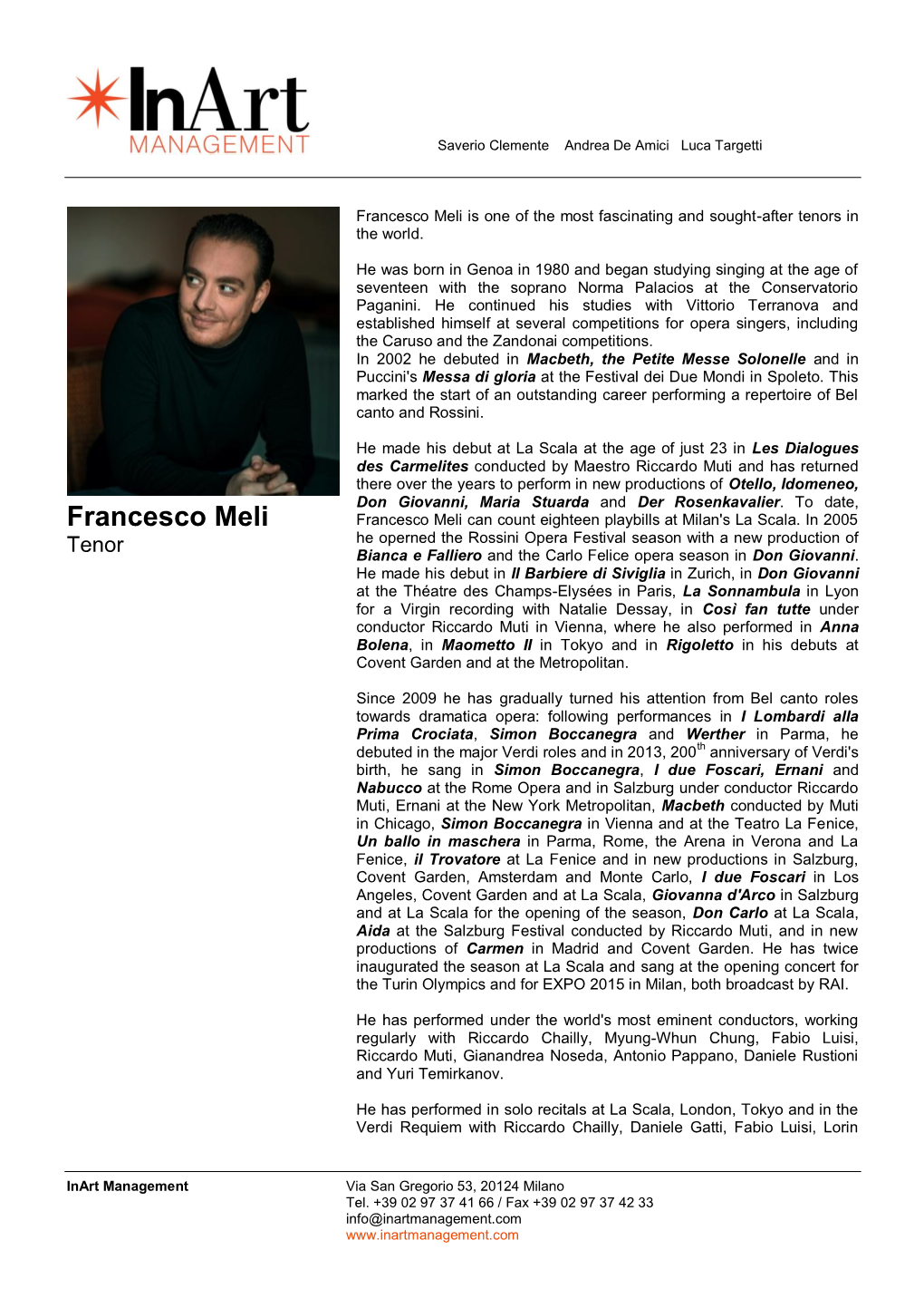 Francesco Meli Is One of the Most Fascinating and Sought-After Tenors in the World
