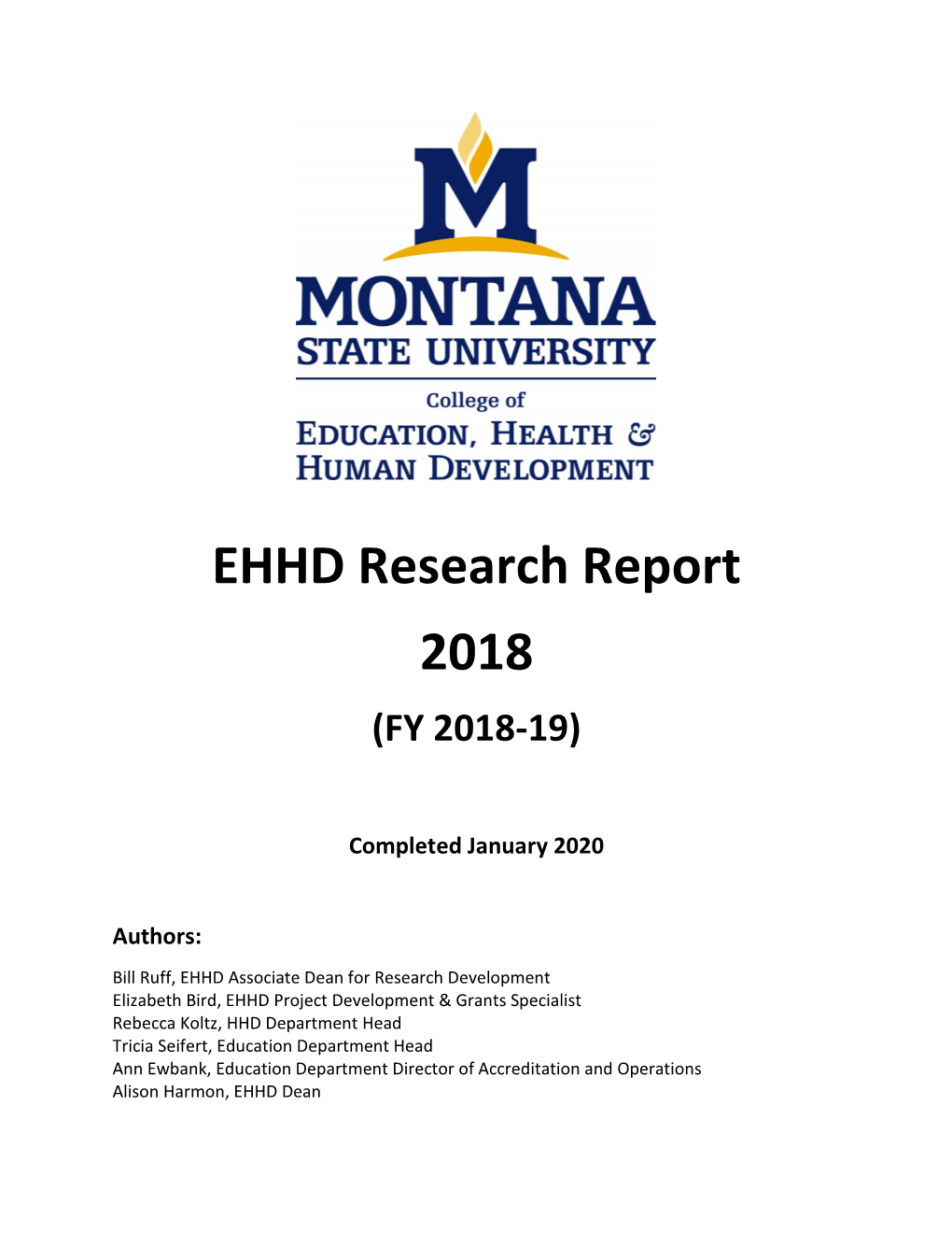 EHHD Research Report 2018 (FY 2018-19)