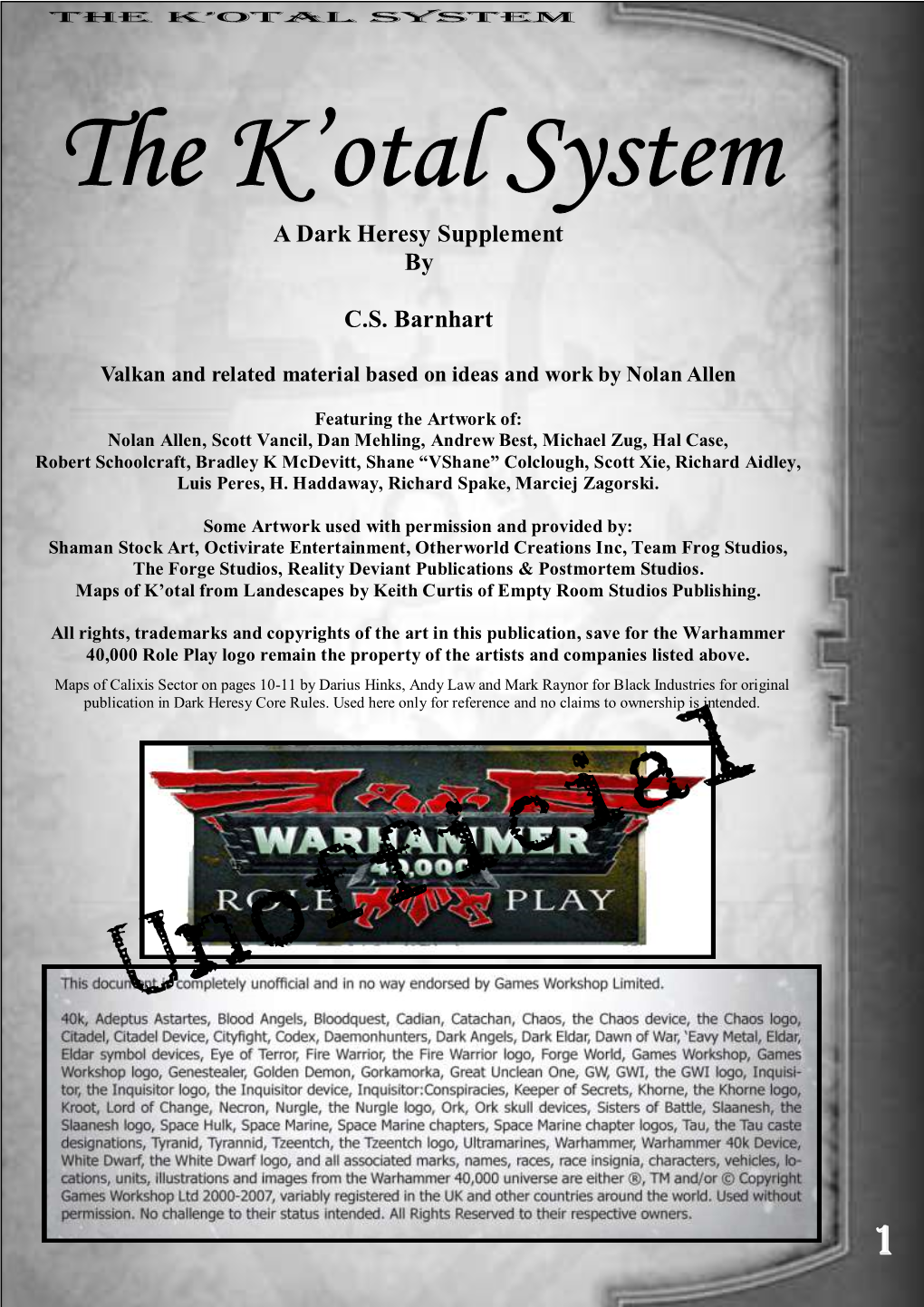 A Dark Heresy Supplement by C.S. Barnhart -.:: GEOCITIES.Ws