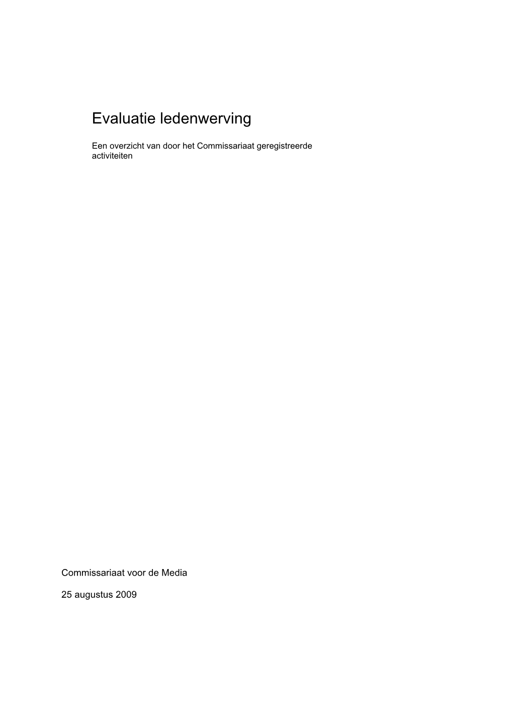 Evaluatie Ledenwerving