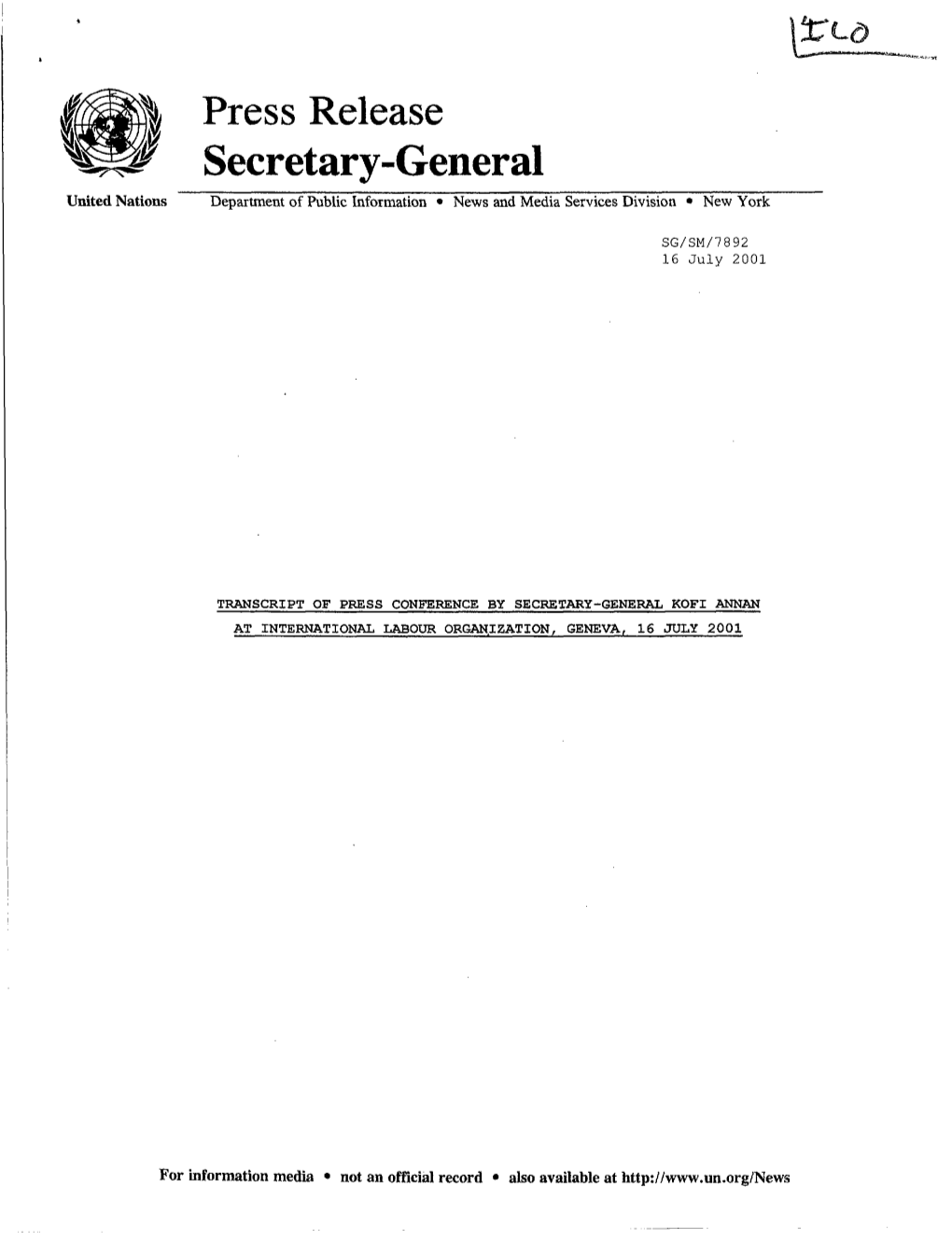 Press Release & Secretary-General