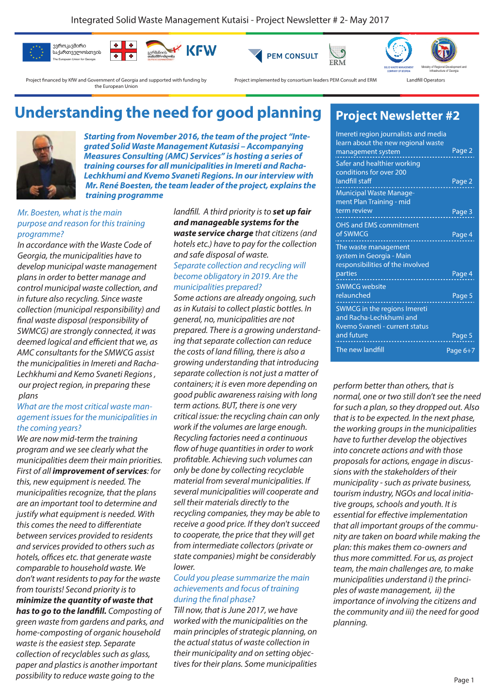 Understanding the Need for Good Planning Project Newsletter #2