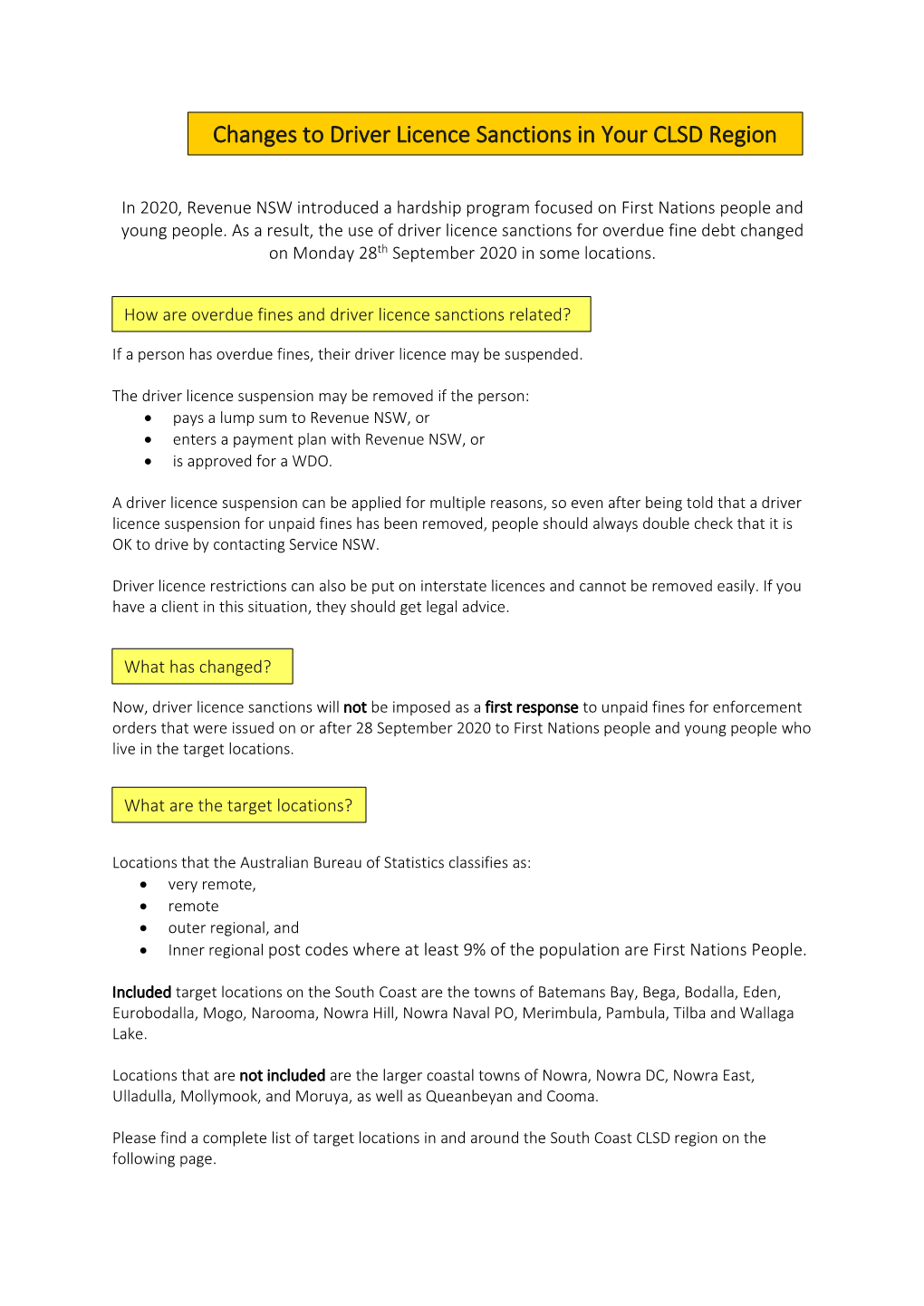 Changes to Driver Licence Sanctions in Your CLSD Region