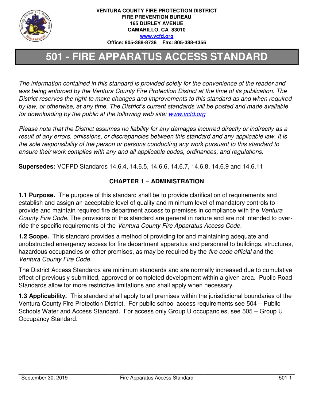 501 - Fire Apparatus Access Standard