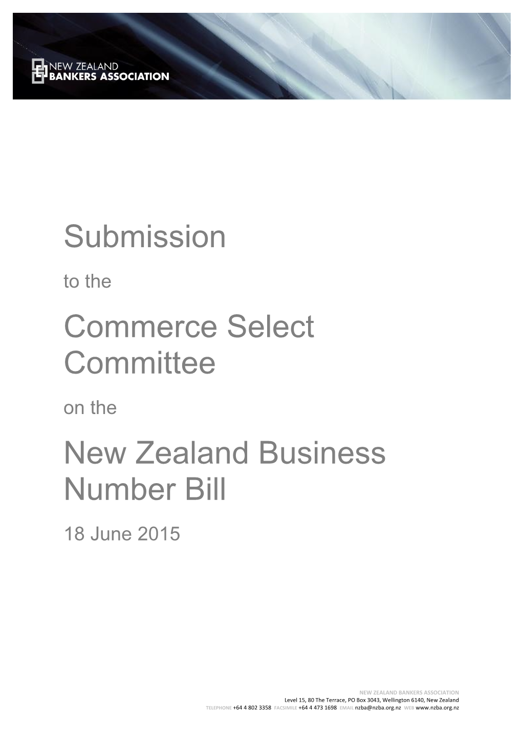 New Zealand Business Number Bill 18 June 2015