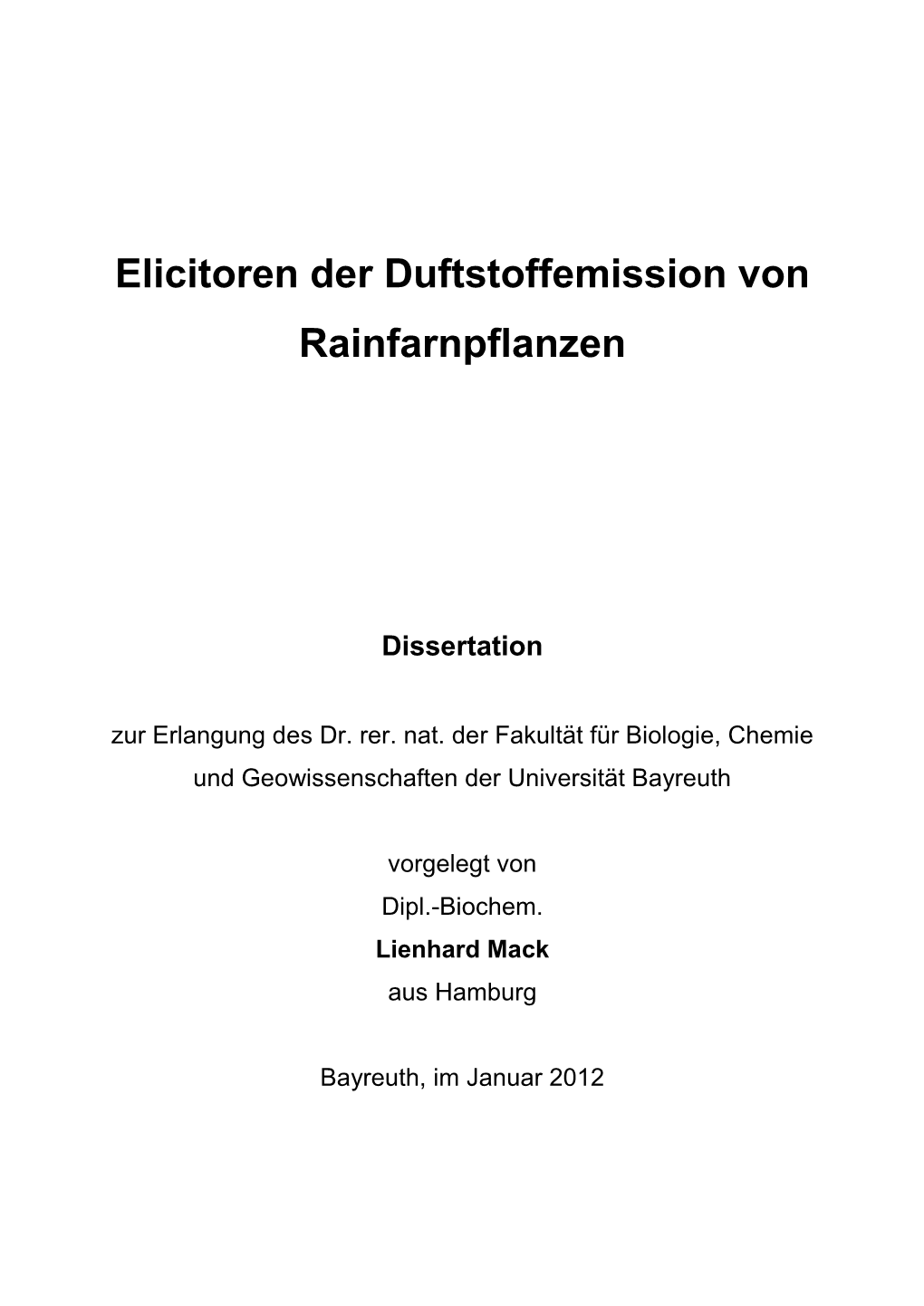 Elicitoren Der Duftstoffemission Von Rainfarnpflanzen