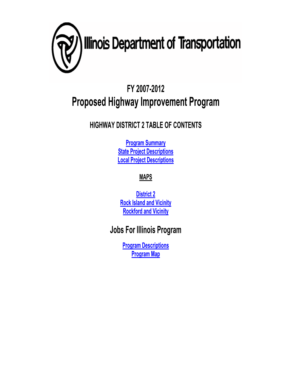 Proposed Highway Improvement Program
