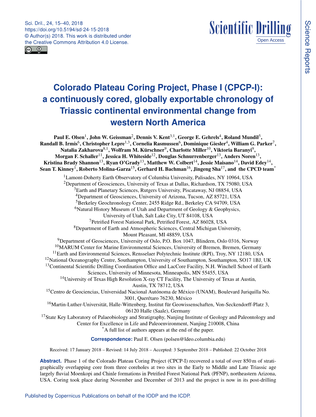 Colorado Plateau Coring Project, Phase I (CPCP-I)