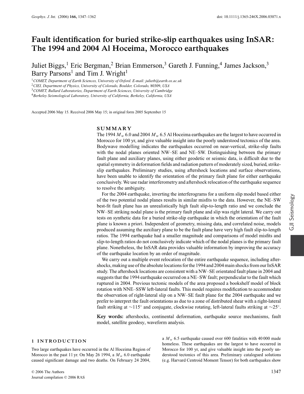 Fault Identification for Buried Strike-Slip Earthquakes Using Insar